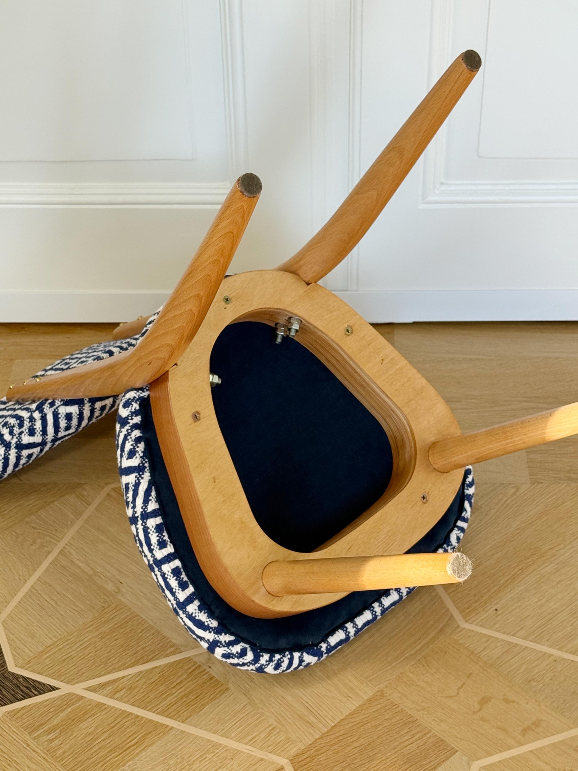 Chaise à cœur du milieu du siècle en jacquard Hsh Home Sweet Home par Dedar, Europe, années 1960 en vente 8