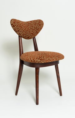 Mid Century Heart Chair in LE CHANT DES DUNES Pierre Frey Fabric, Europe, 1960s