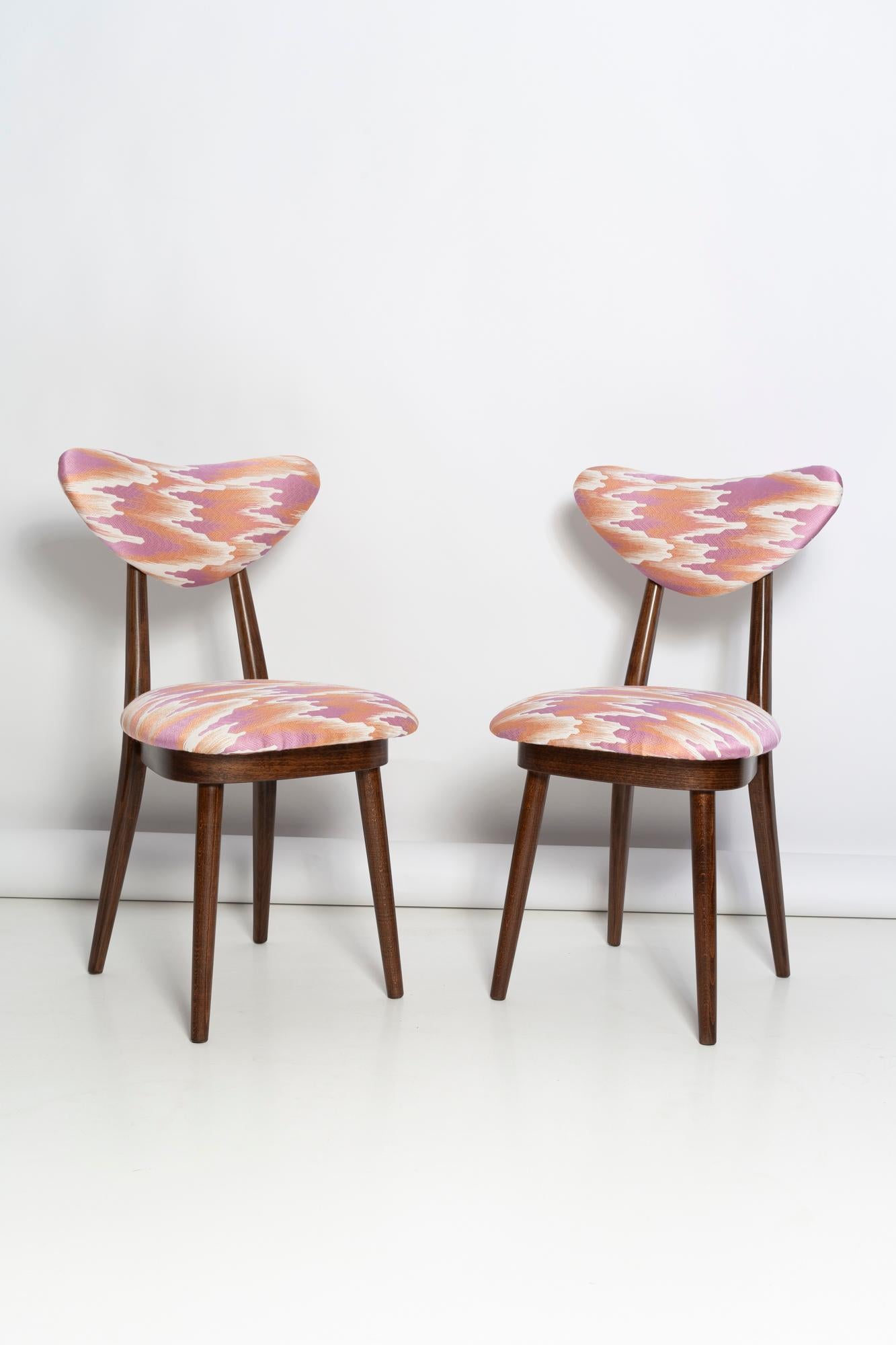 Mid Century Heart Chair in Pink Fandango Jacquar, Dedar, Europe, 1960s For Sale 2