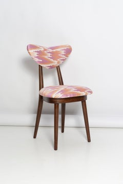 Mid Century Heart Chair in Pink Fandango Jacquar, Dedar, Europe, 1960s