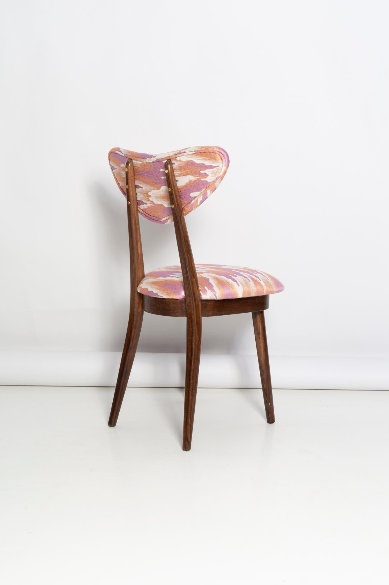20th Century Mid Century Heart Chair in Pink Fandango Jacquar, Dedar, Europe, 1960s For Sale