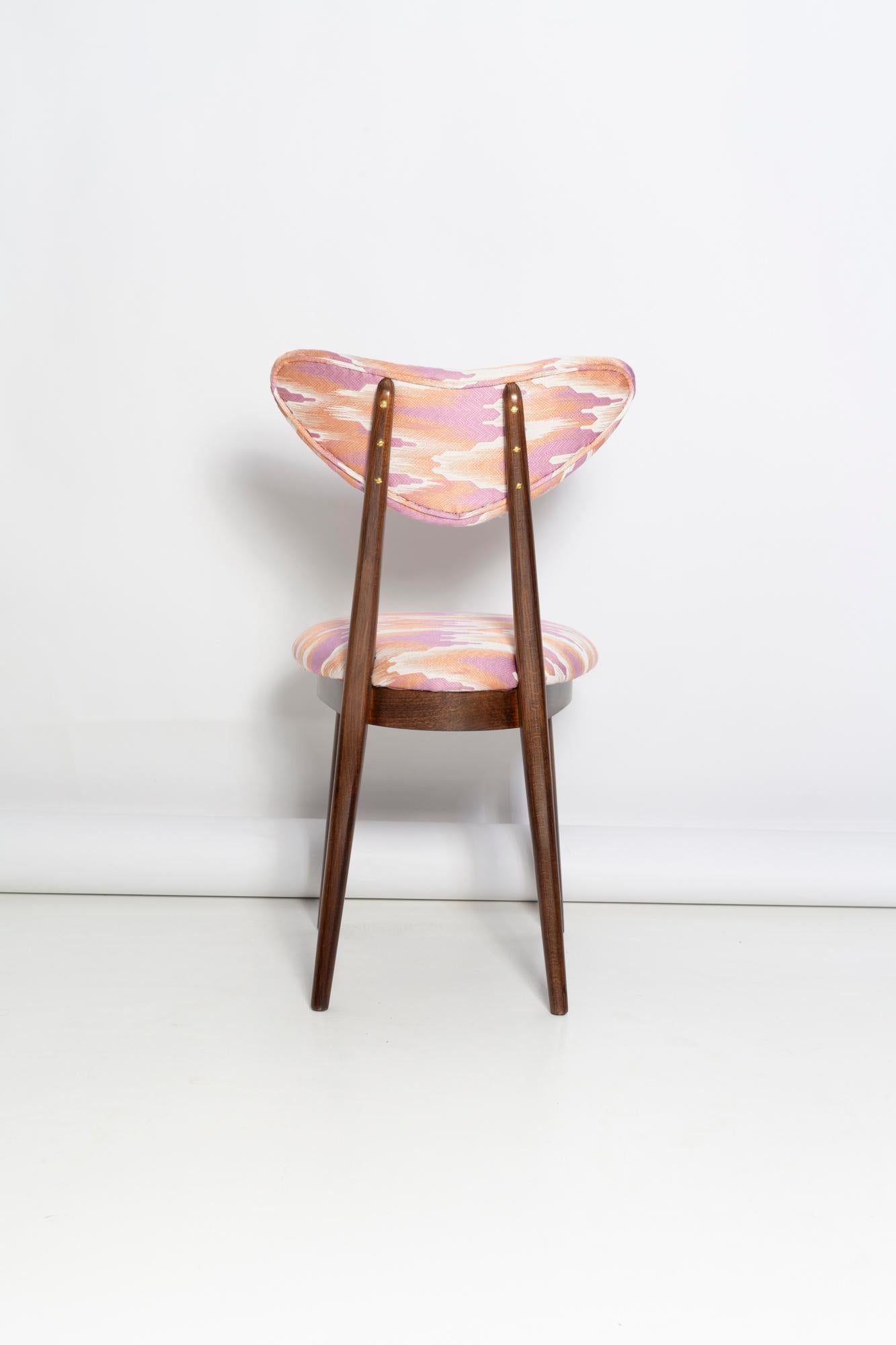 Velvet Mid Century Heart Chair in Pink Fandango Jacquar, Dedar, Europe, 1960s For Sale