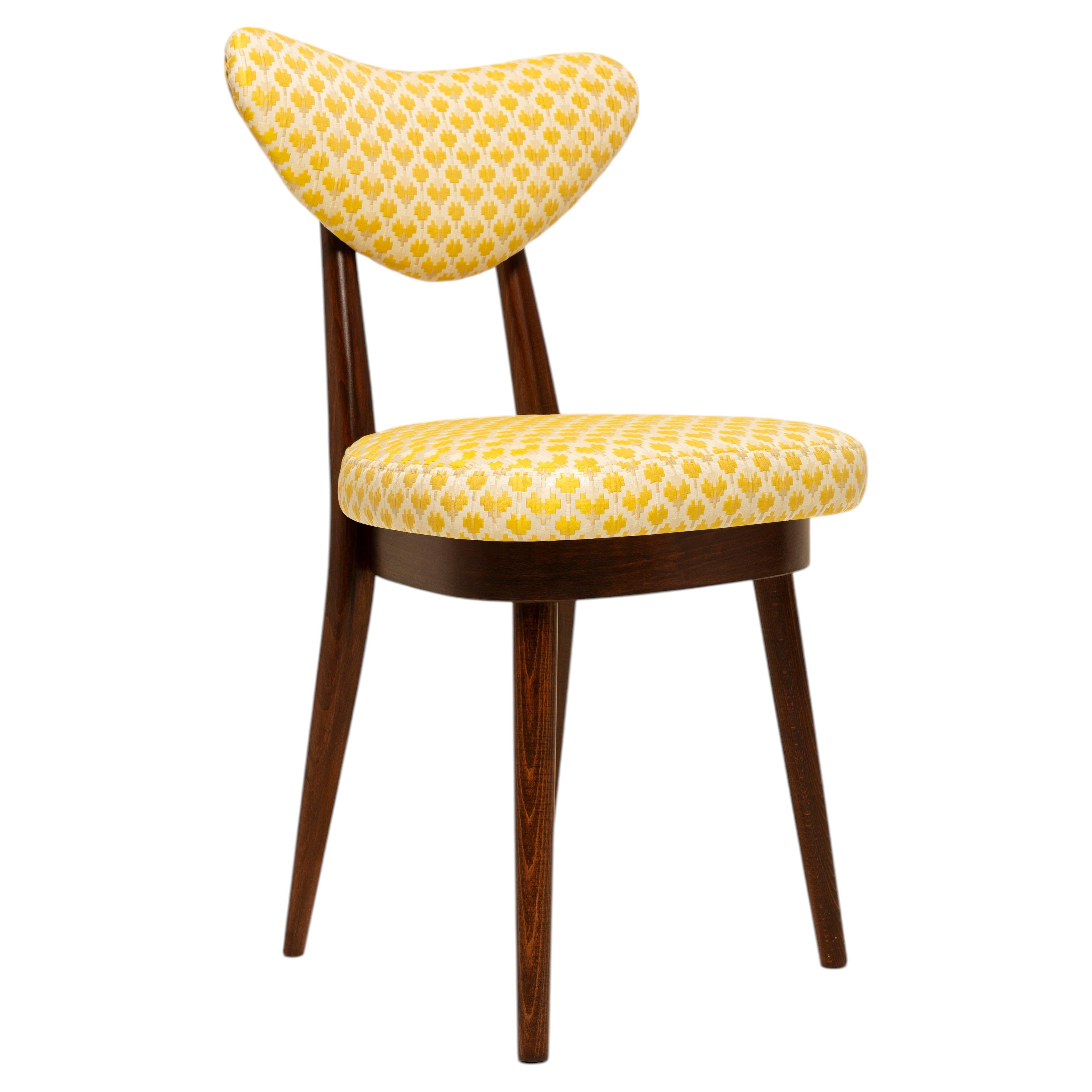 Mid Century Heart Chair in Yellow Coriandoli Jacquard by Dedar, Europe, 1960s For Sale