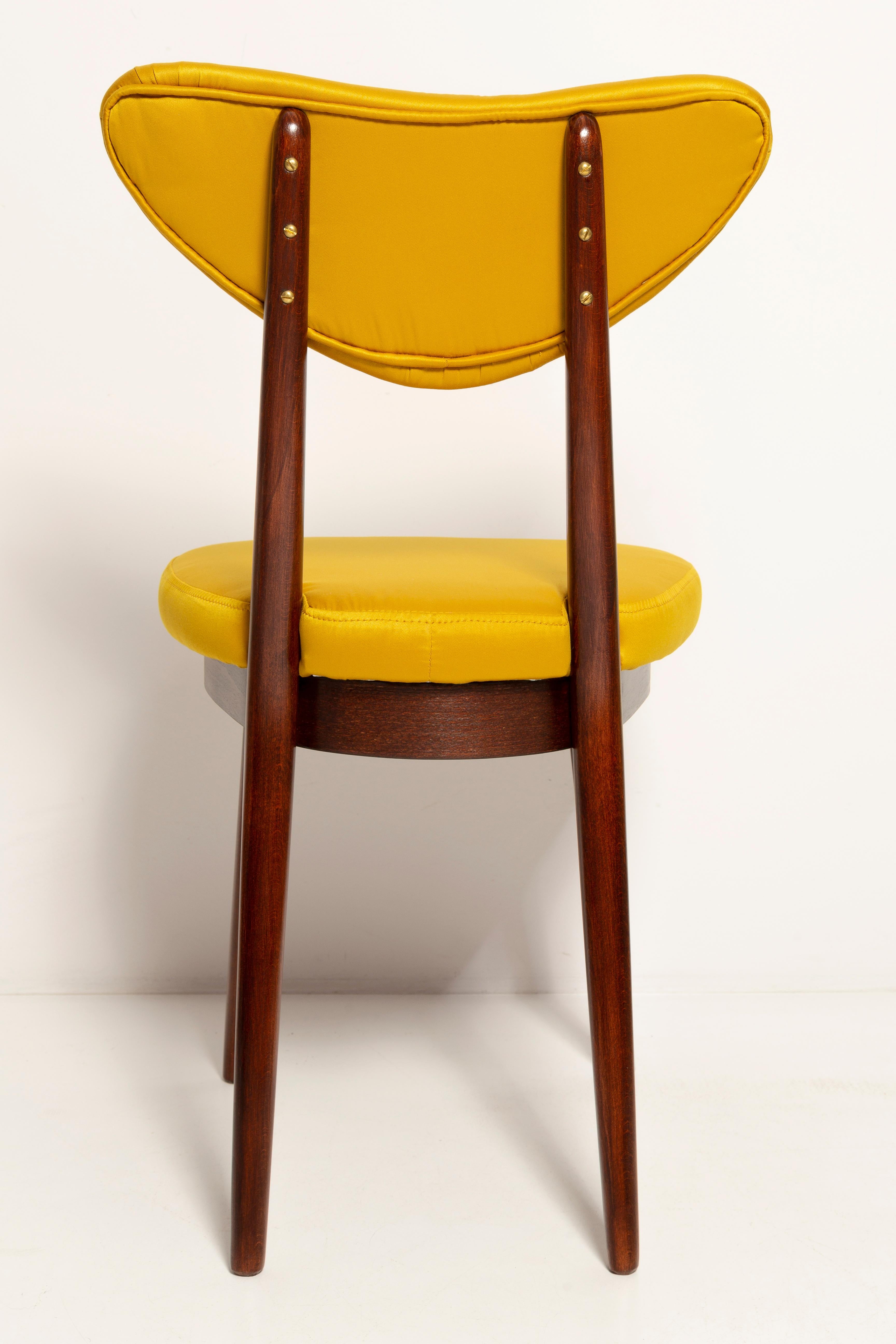 Midcentury Heart Chair in Yellow Satin Dedar Gildo Fabric, Europe, 1960s For Sale 3