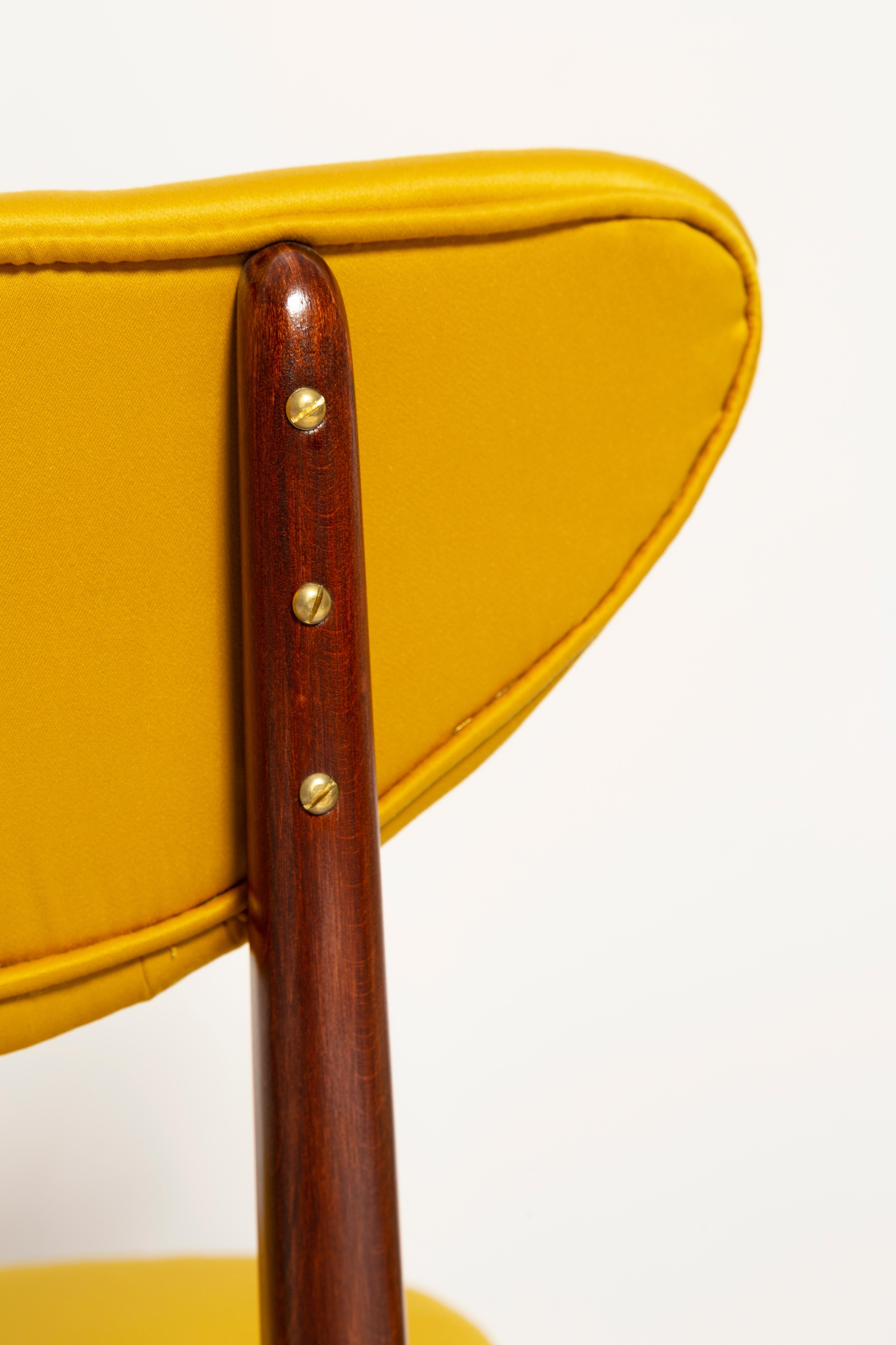 Midcentury Heart Chair in Yellow Satin Dedar Gildo Fabric, Europe, 1960s For Sale 4