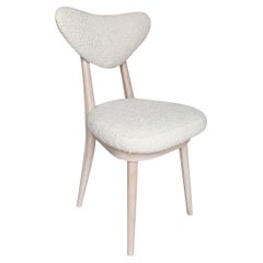 Mid Century Heart Chair White Boucle Fabric, Europe, 1960s