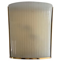 Mid-century Heavy Glass Brass Frame Large Single Wall Lamp, 1950s, Italy