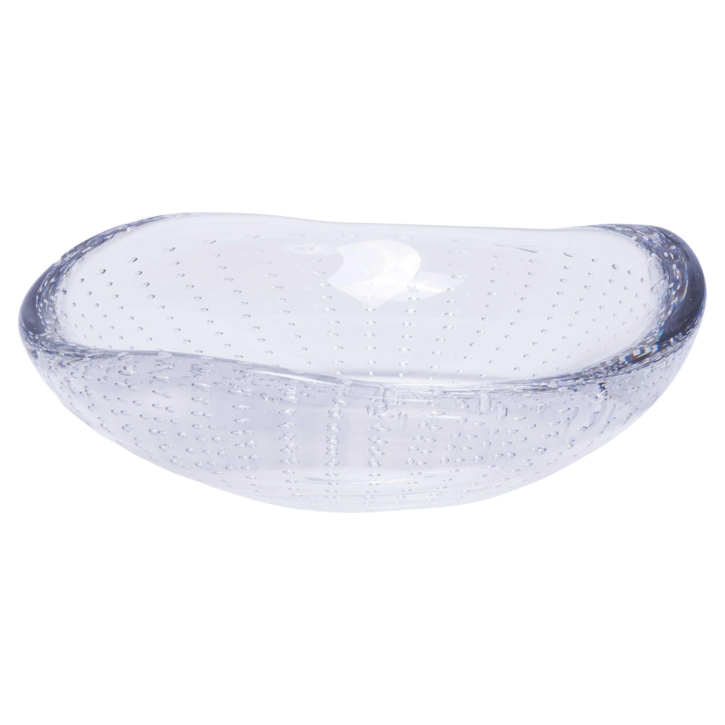Petit plat à bulles en verre lourd du milieu du siècle