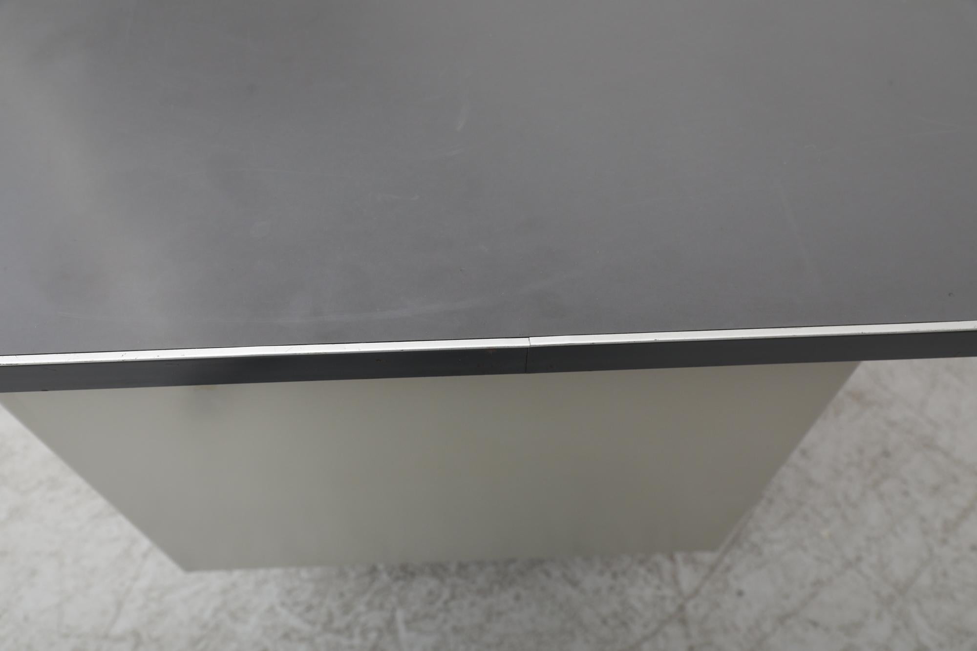Mid-Century Heavy Gray Strafor Desk from the Netherlands, w/ File Storage 1960s For Sale 4