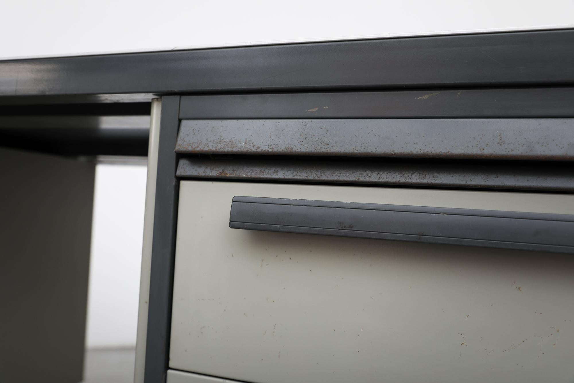 Mid-Century Heavy Gray Strafor Desk from the Netherlands, w/ File Storage 1960s For Sale 6