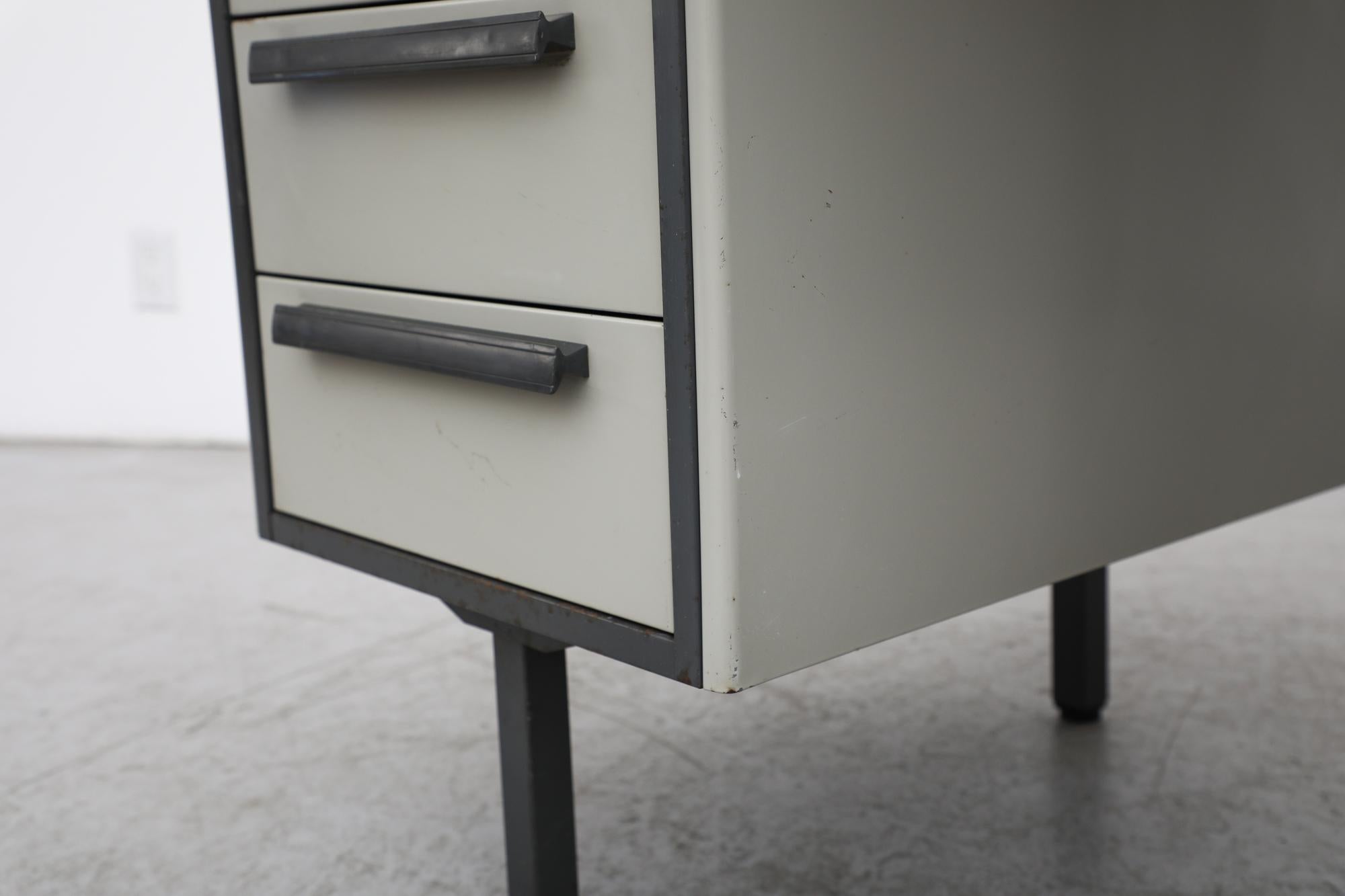 Mid-Century Heavy Gray Strafor Desk from the Netherlands, w/ File Storage 1960s For Sale 8