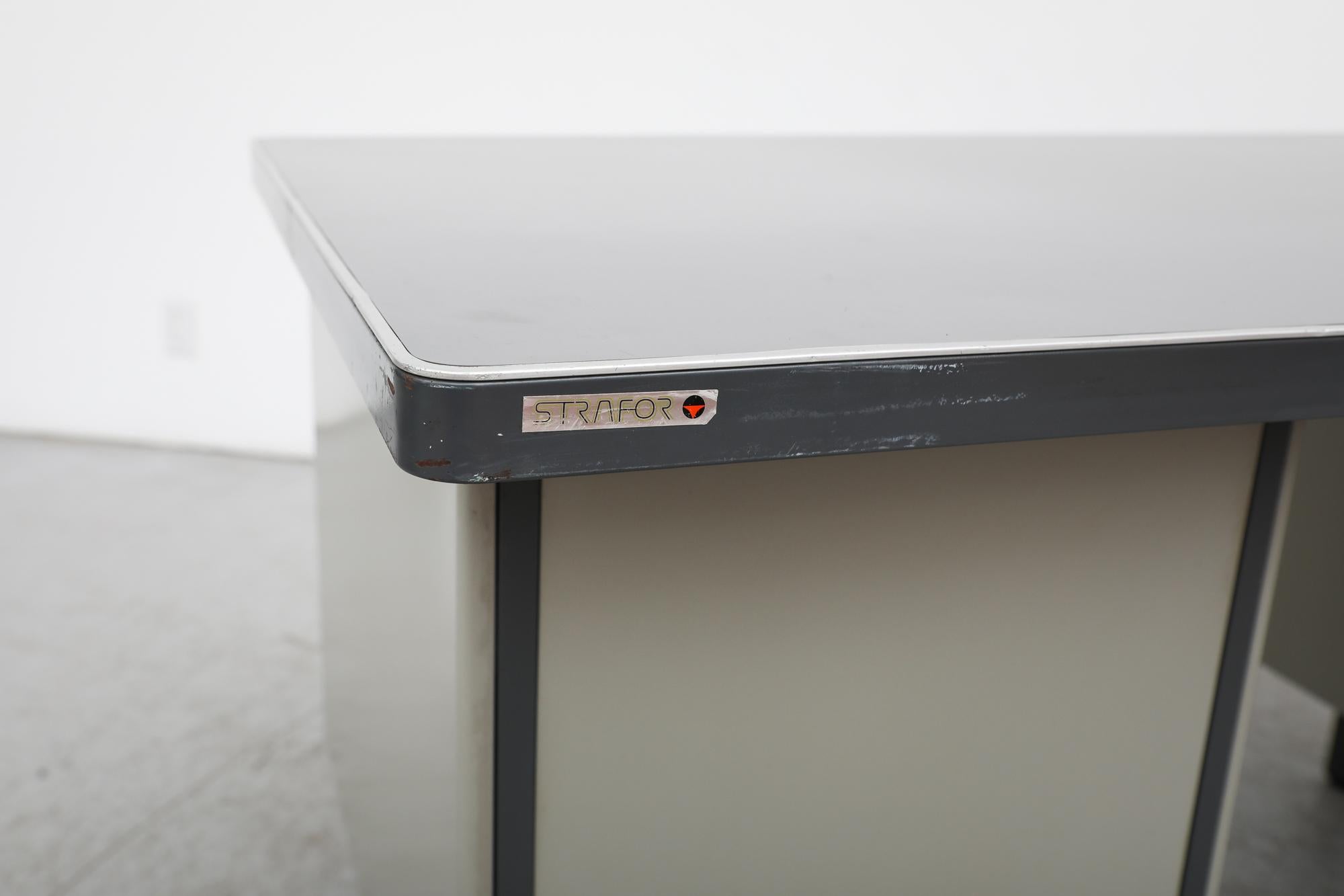Mid-20th Century Mid-Century Heavy Gray Strafor Desk from the Netherlands, w/ File Storage 1960s For Sale