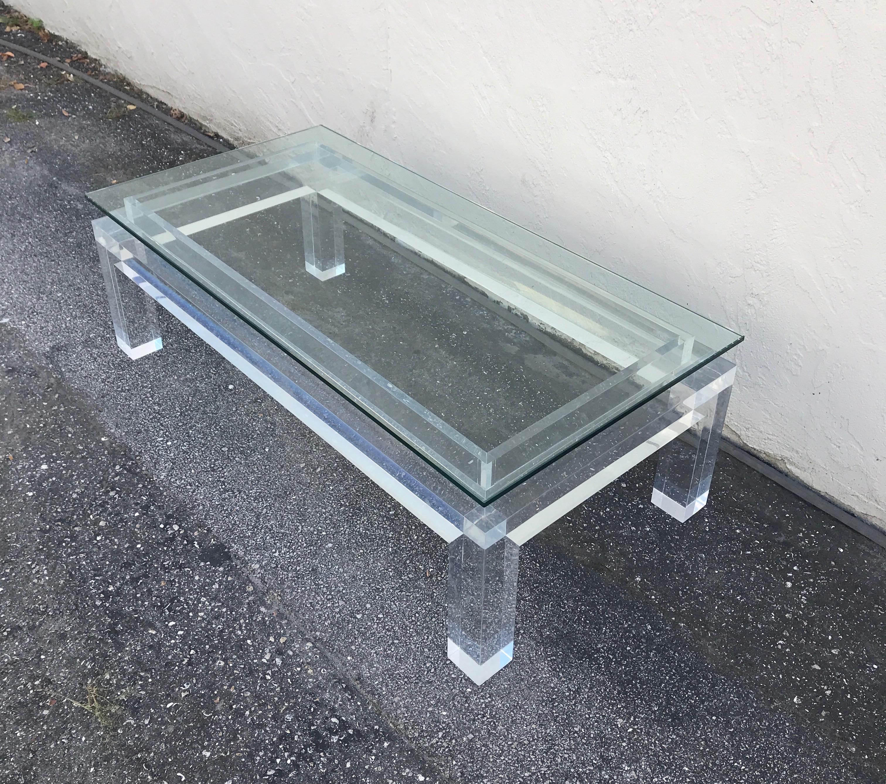American Mid Century Heavy Lucite Coffee Table
