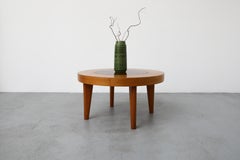 Mid-Century Heavy Round Tree Trunk Slice Salon Table with Tapered Compass Legs