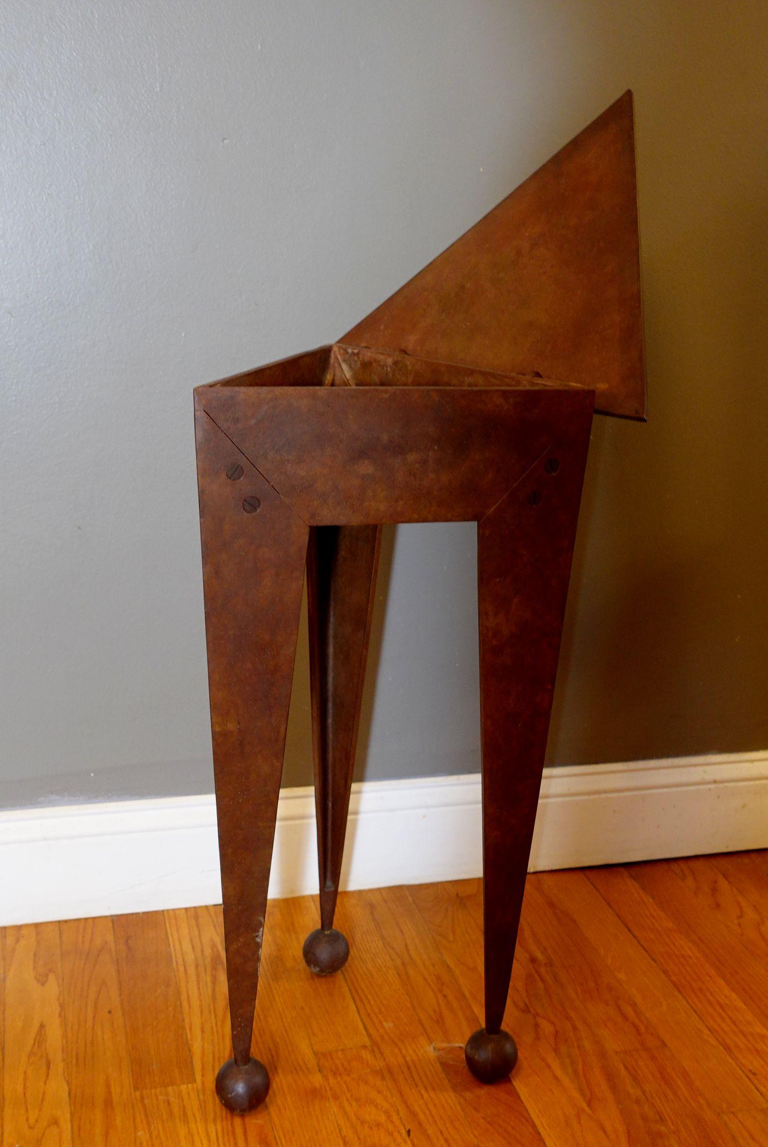 Mid-Century Modern Mid Century Heavy Steel Side Table with Lift Top For Sale