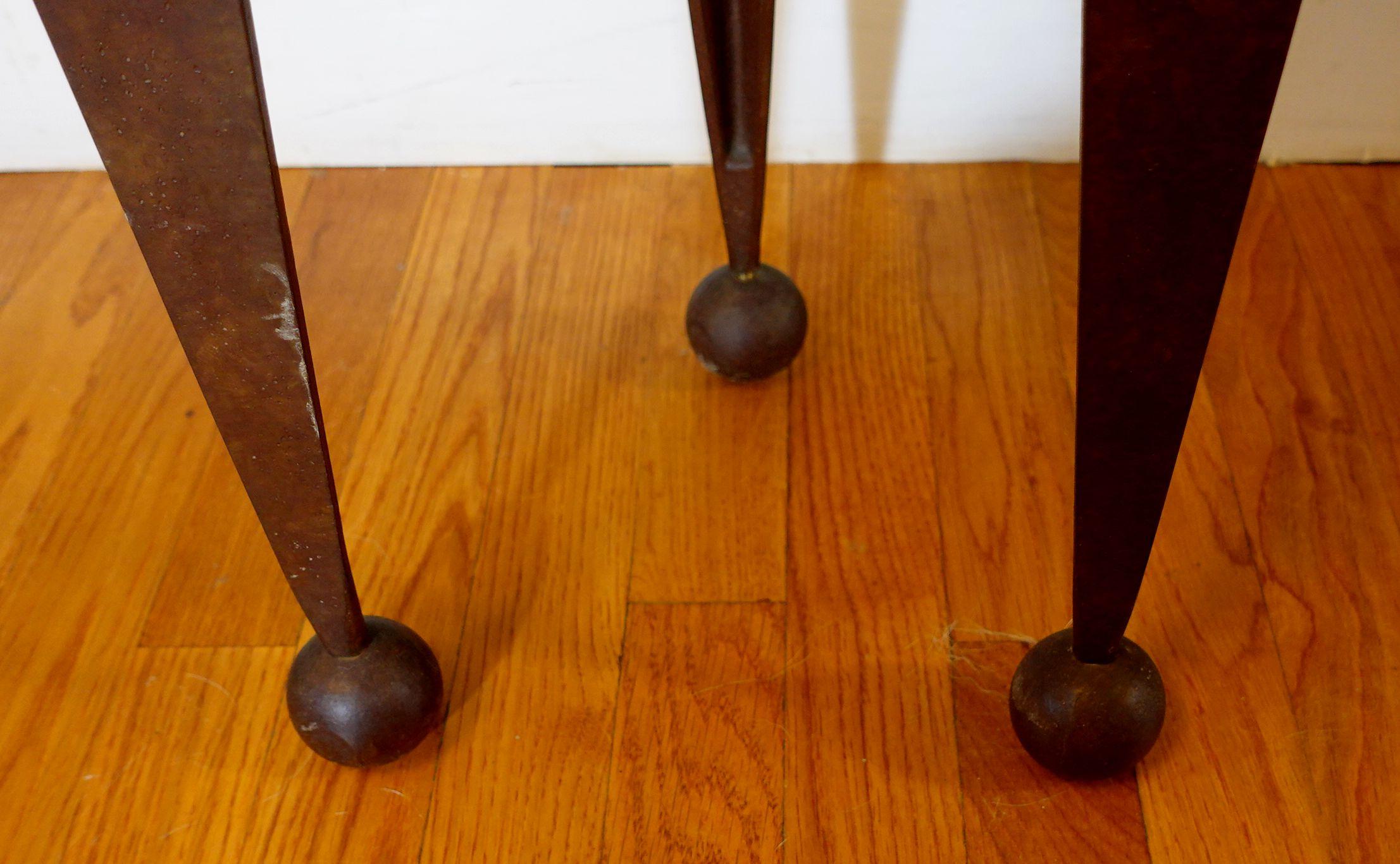 Mid Century Heavy Steel Side Table with Lift Top In Good Condition For Sale In Norton, MA