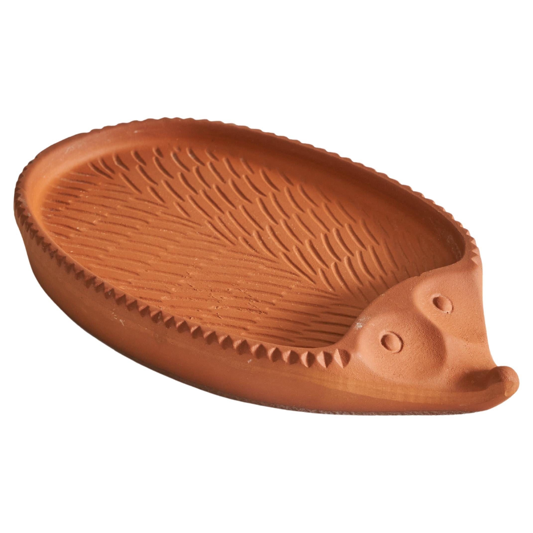 Midcentury 'Hedgehog' Bowl in Terracotta For Sale