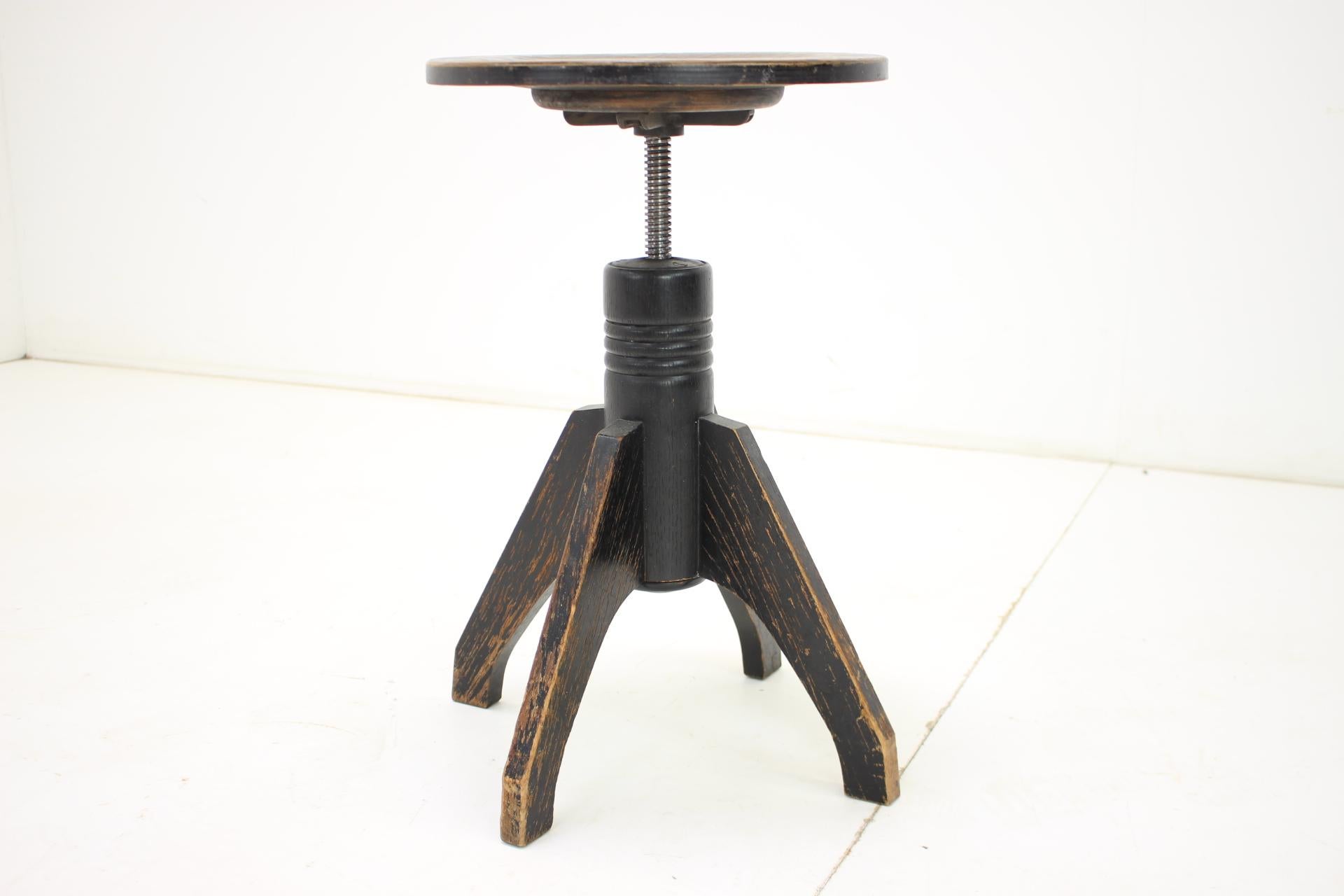 Midcentury Height Adjustable Piano Stool, 1950s For Sale 1