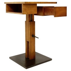 Mid-Century Height Adjustable Wooden Side Table, Italy, 1960s