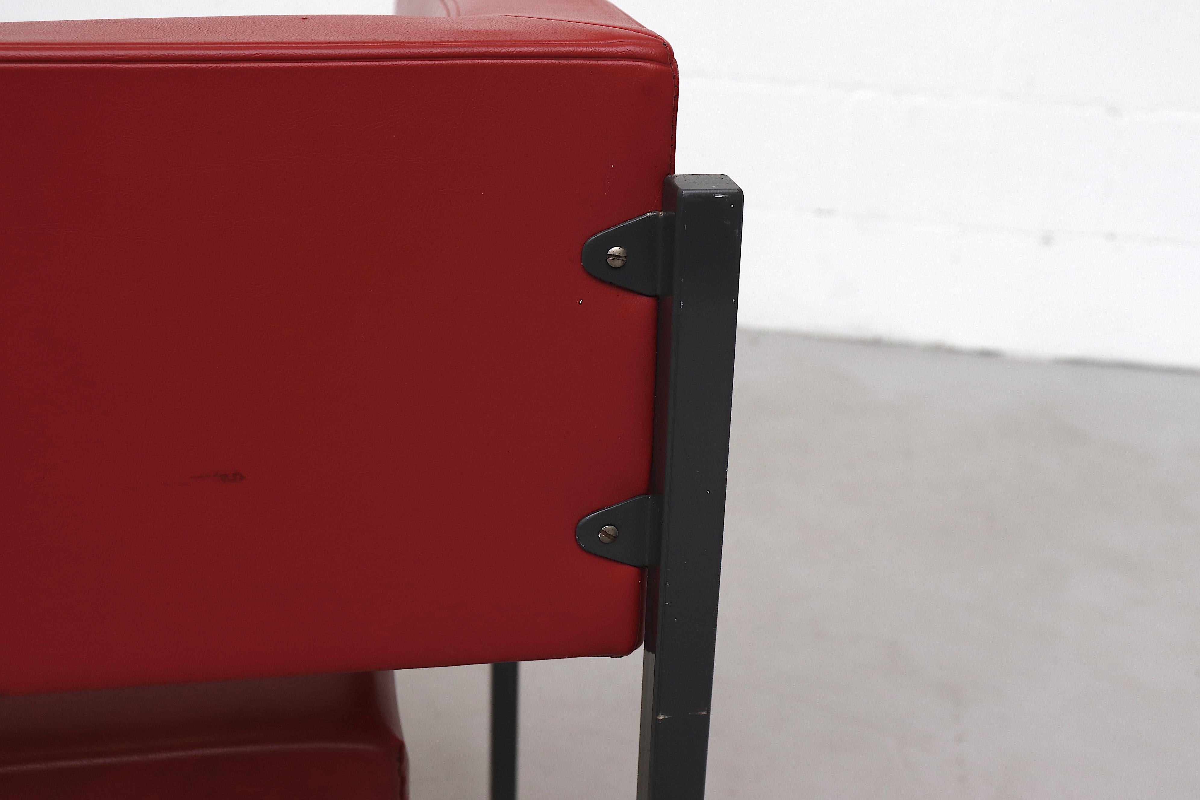 Midcentury Hein Stolle Attributed Red Skai Corner Chair 3