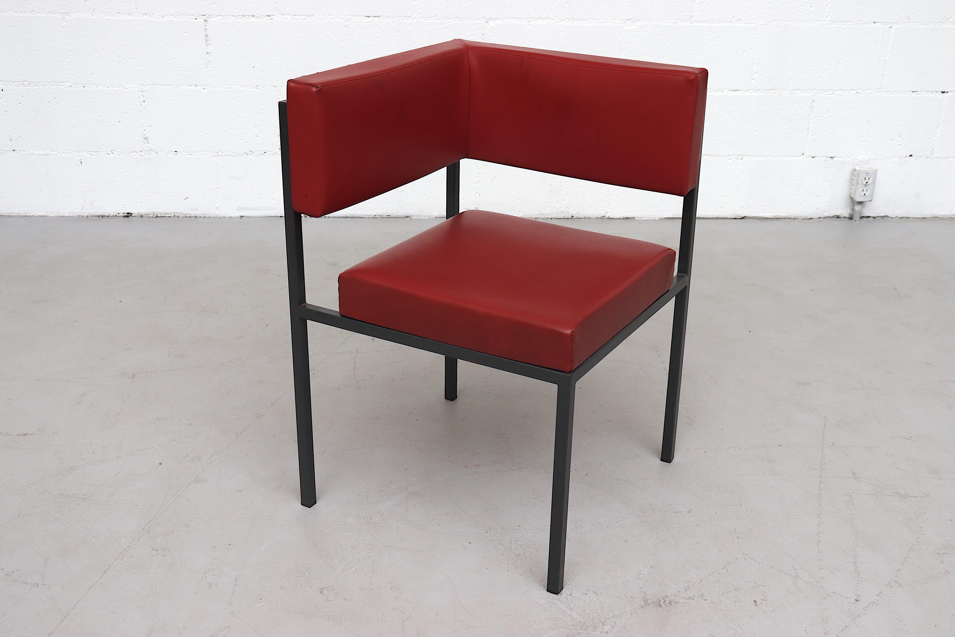 Enameled Midcentury Hein Stolle Attributed Red Skai Corner Chair