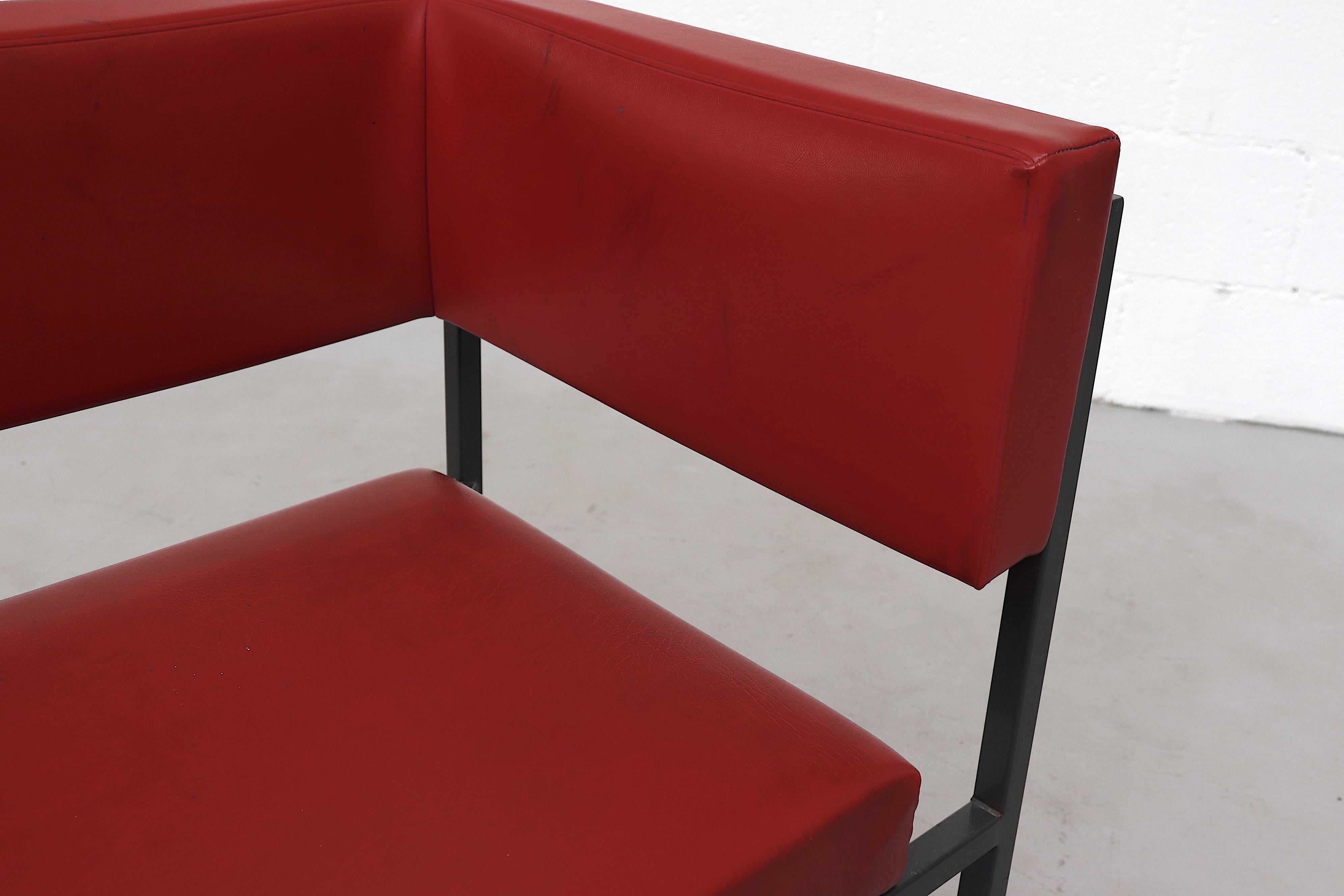 Metal Midcentury Hein Stolle Attributed Red Skai Corner Chair