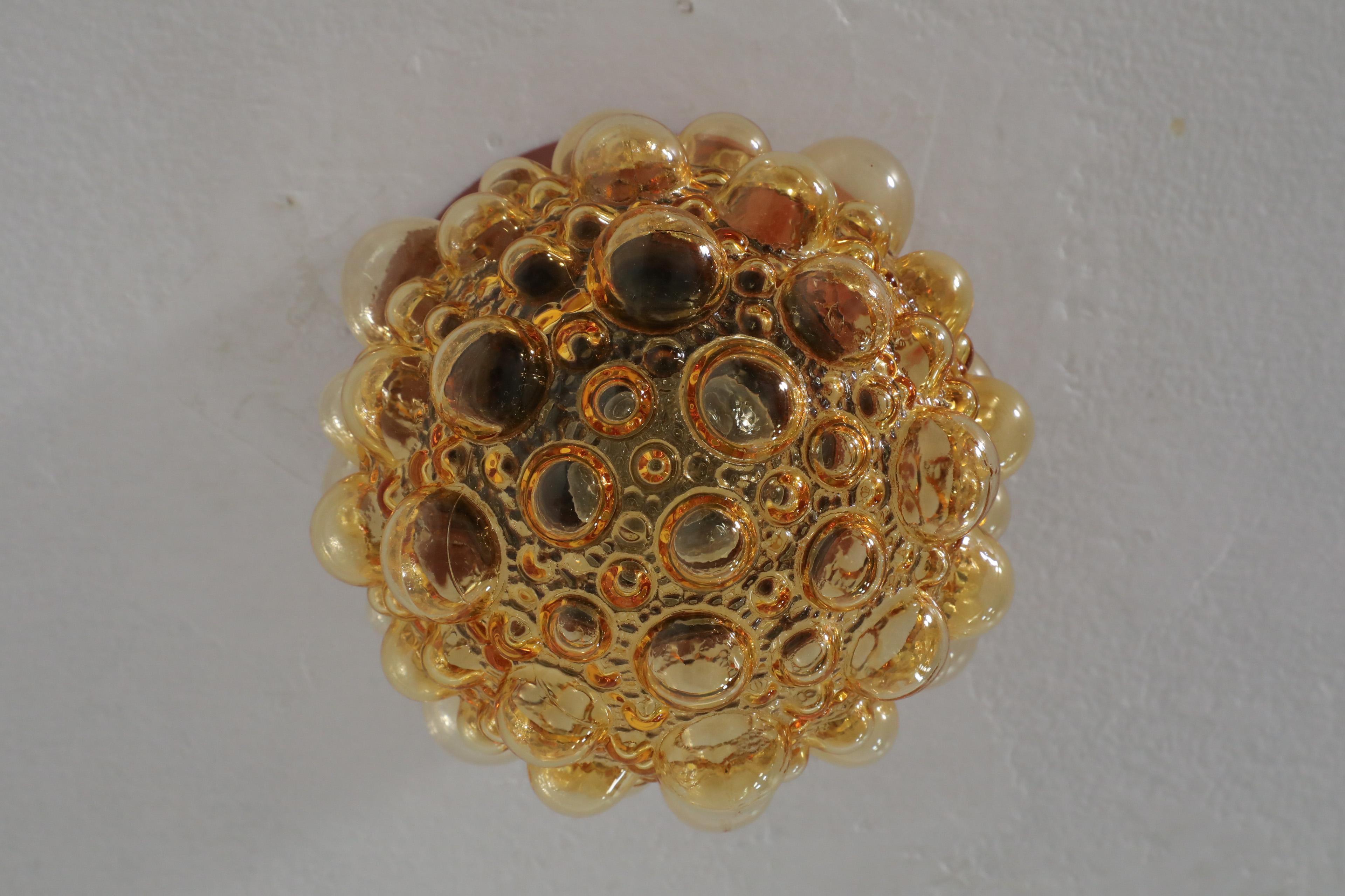 Mid-Century Helena Tynell Ceiling or Wall Sconce with Amber Bubble Globe 3