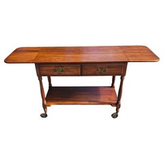 Mid-Century Henkel Harris Cherry Two-Tier Drop-Leaf  Rolling  Bar Cart Server