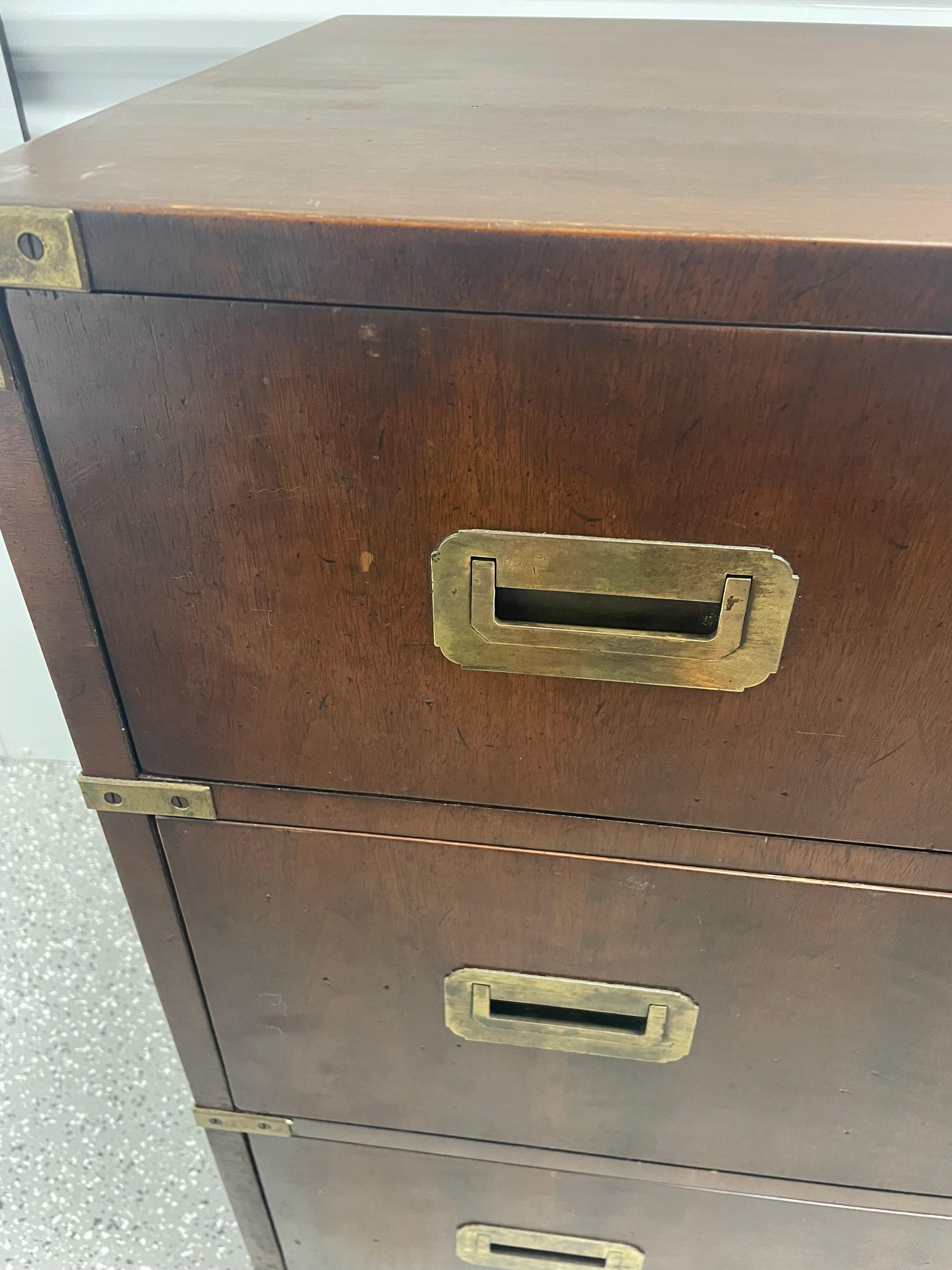 Mid Century Henredon Campaign Dresser with Six Drawers 5