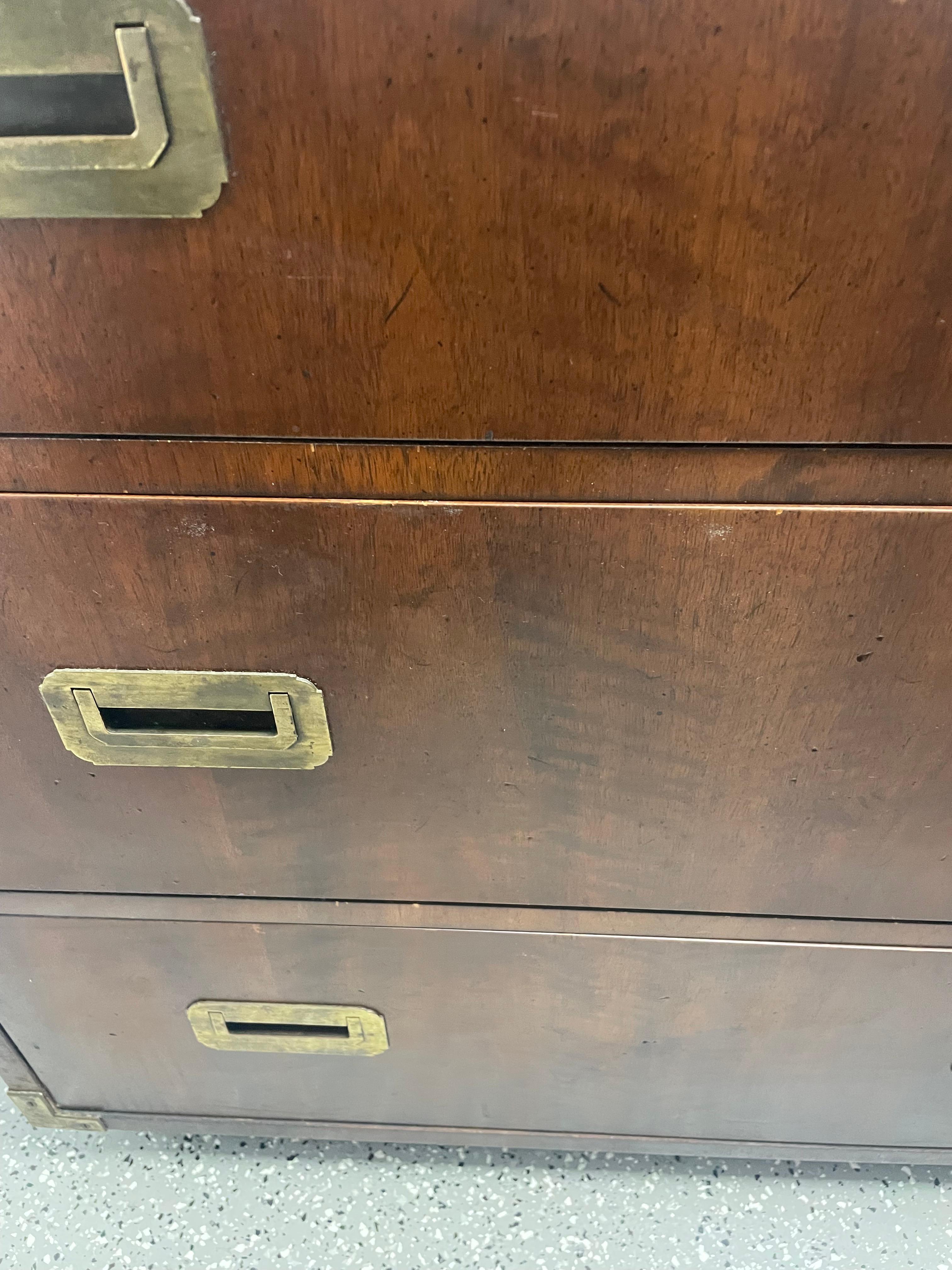 Mid Century Henredon Campaign Dresser with Six Drawers 7
