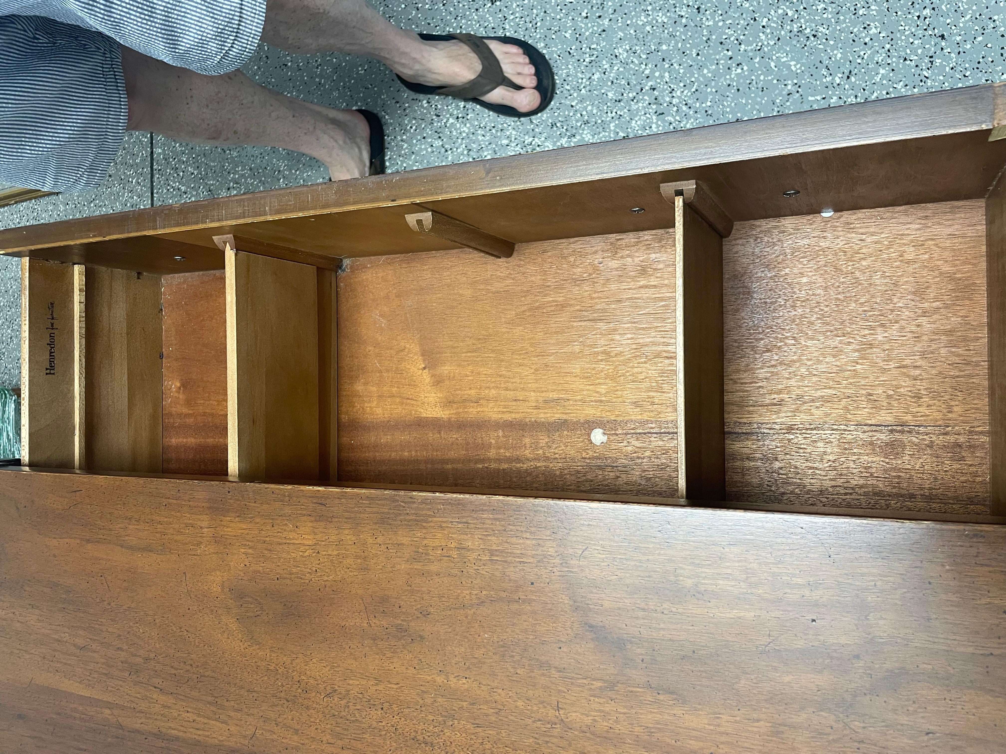 Mid Century Henredon Campaign Dresser with Six Drawers 4