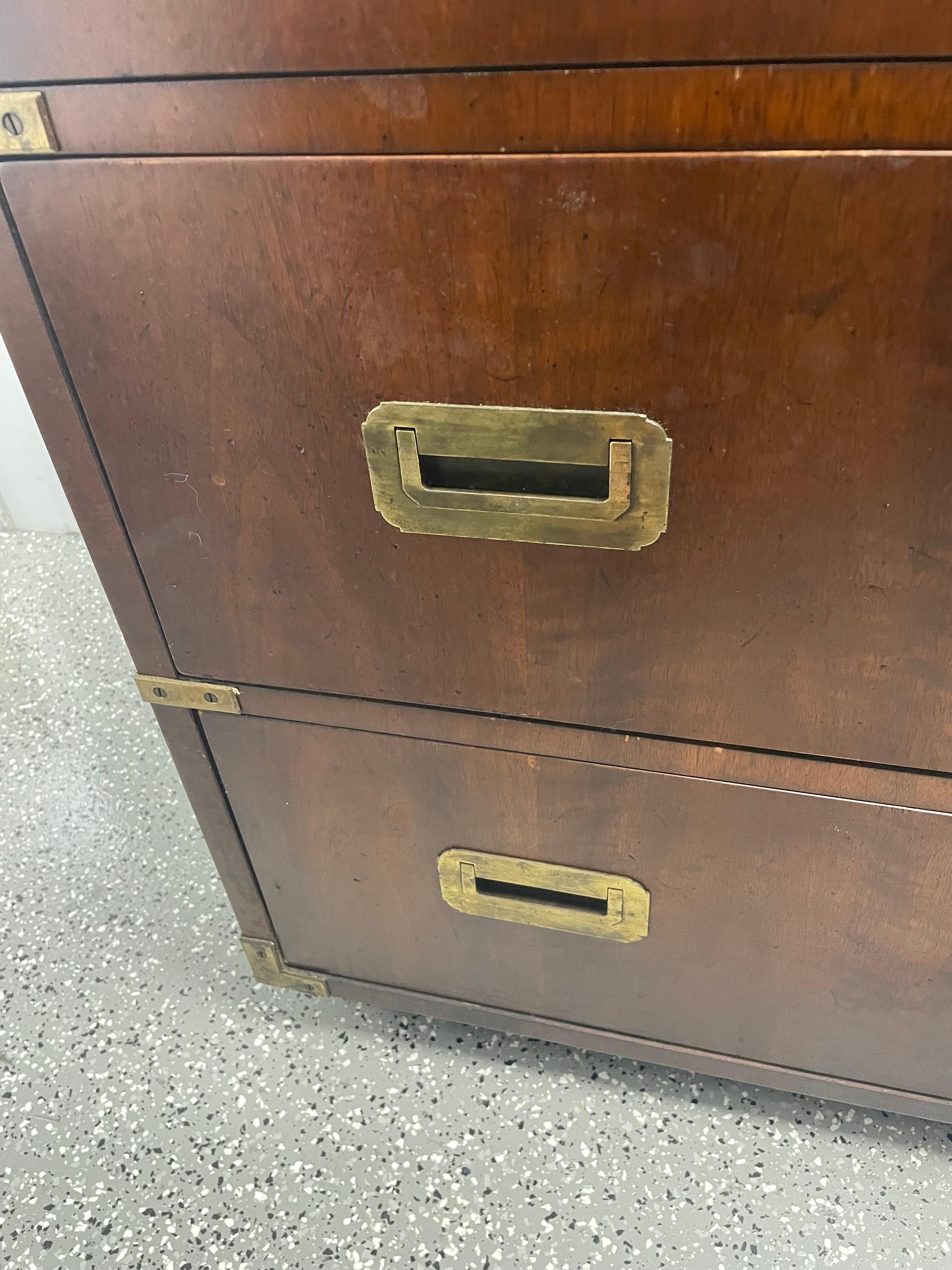 Mid Century Henredon Campaign Dresser with Six Drawers 10