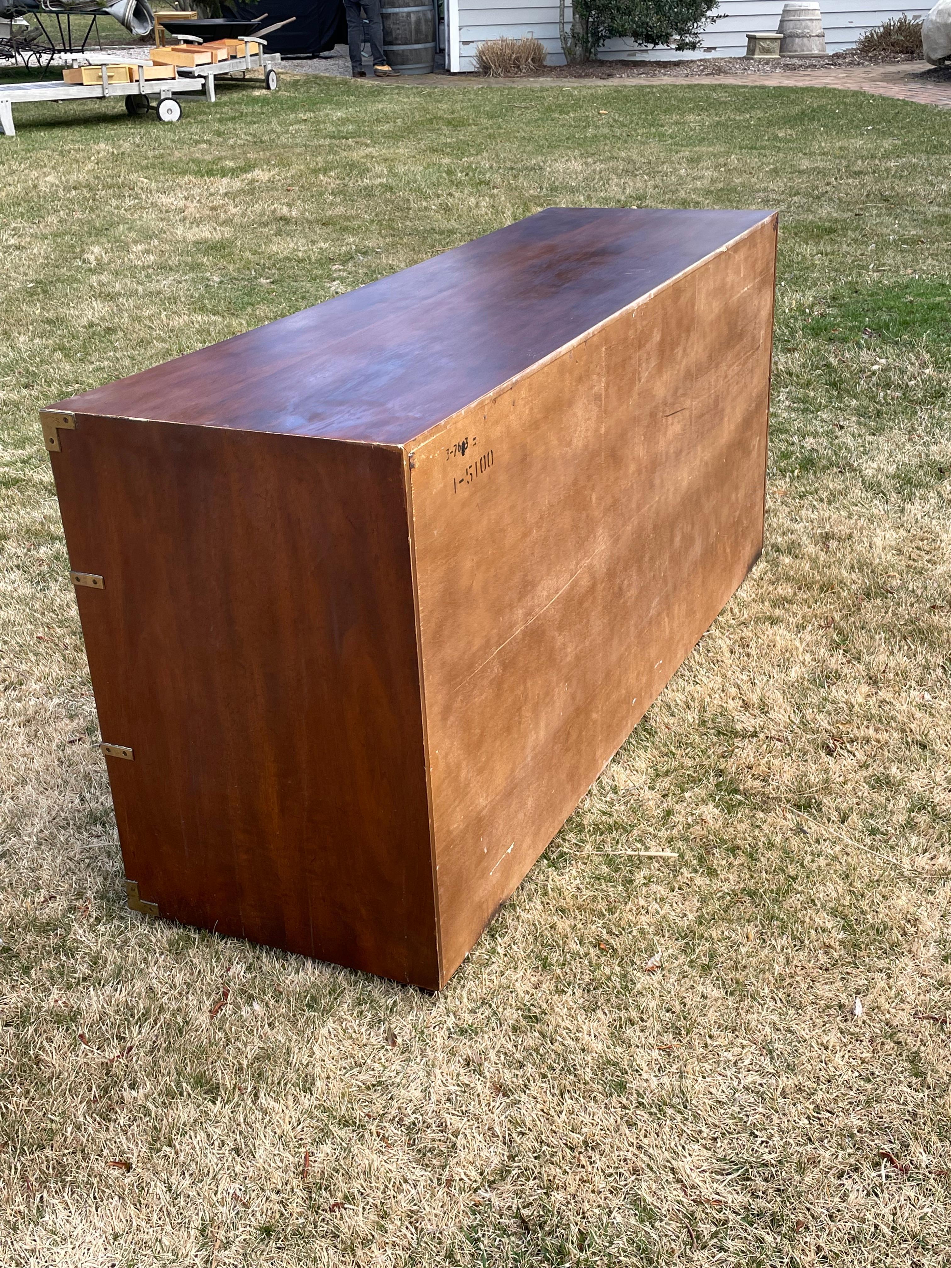 Mid Century Henredon Campaign Dresser with Six Drawers 1
