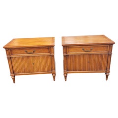 Mid-Century Henredon Custom Folio One Fruitwood Bedside Tables, a Pair