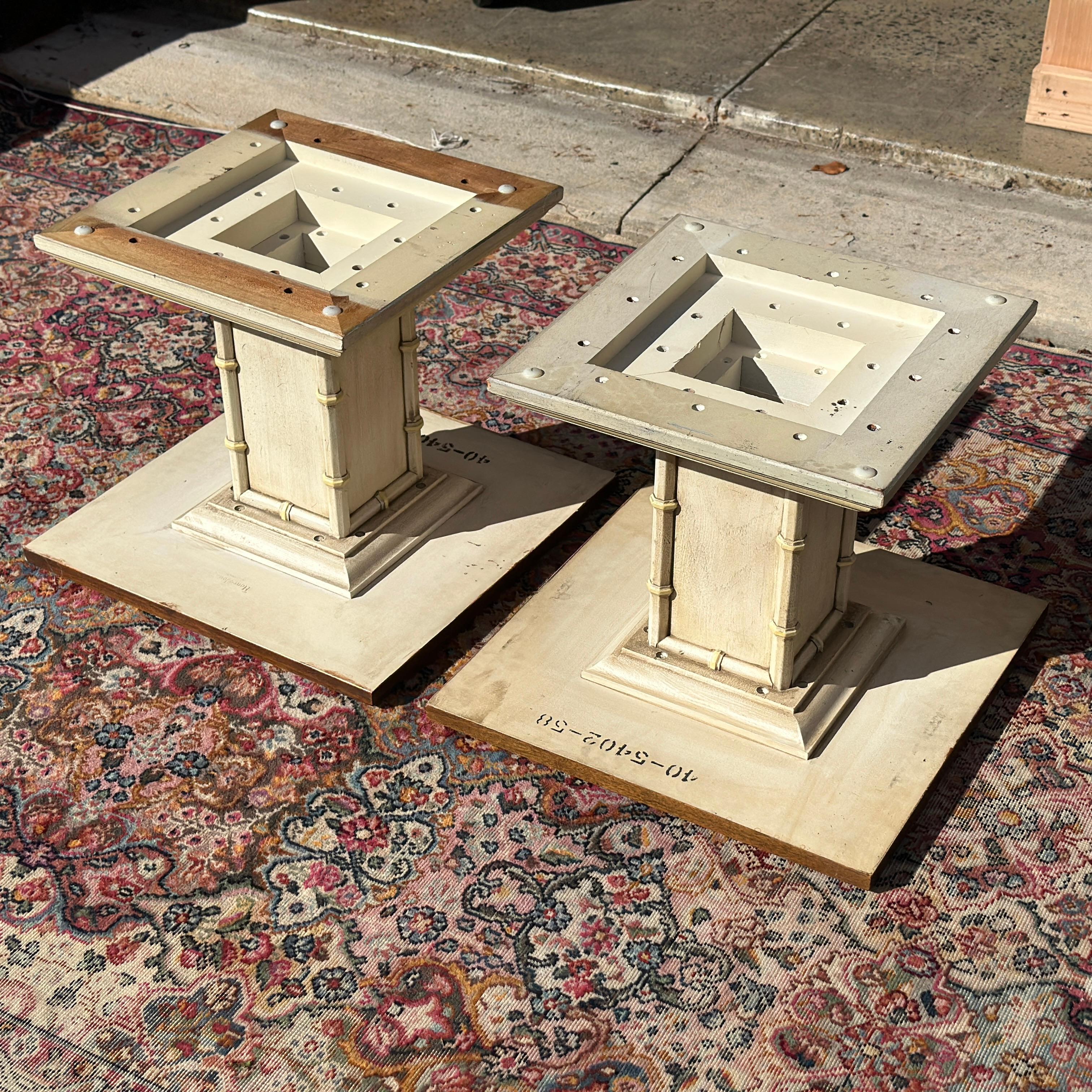 Mid-Century Henredon Faux Bamboo Low Square Side Tables - A Pair For Sale 6