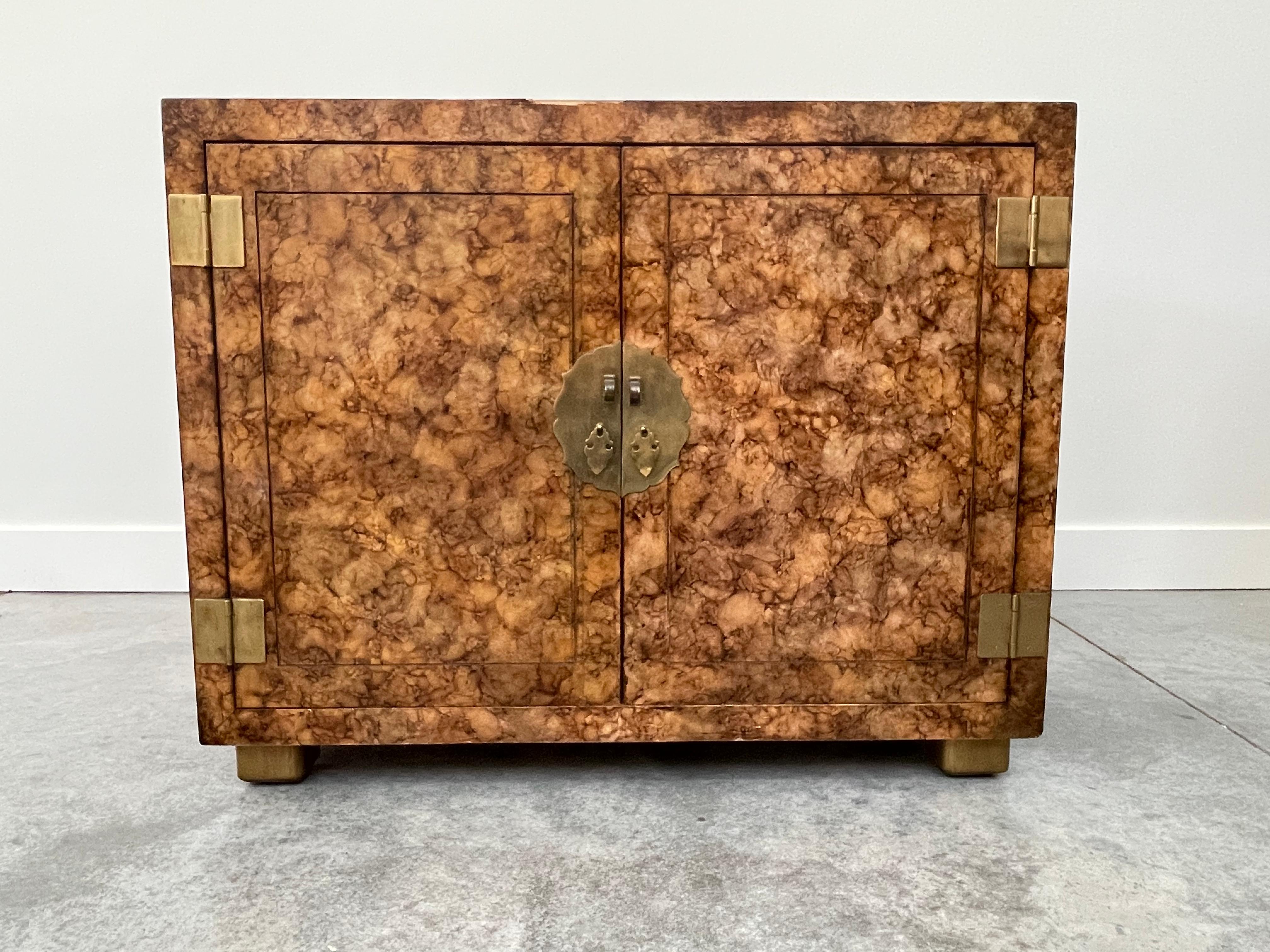 Mid-Century Modern Mid-Century Henredon Faux Tortoise Cabinets, a Pair