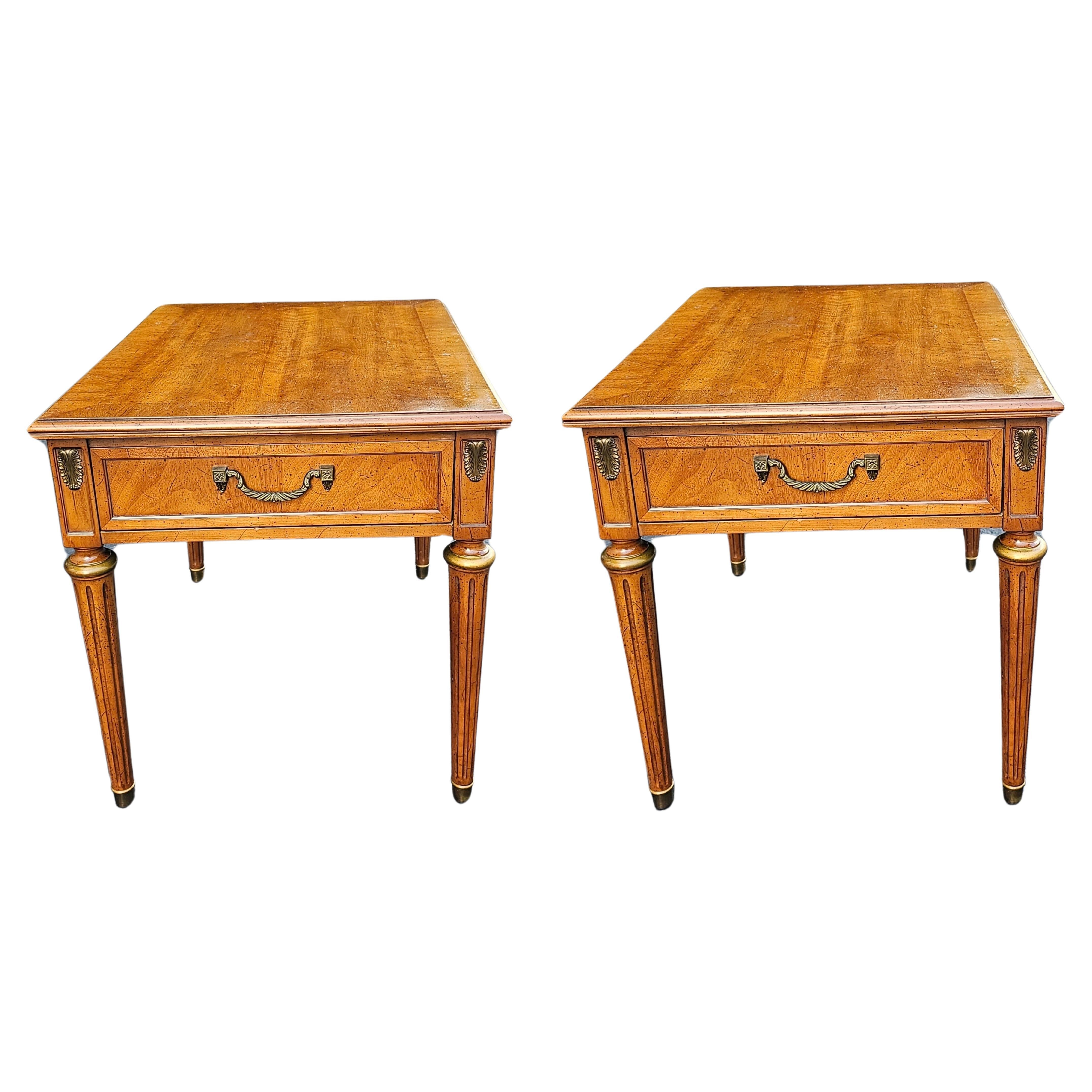 Mid-Century Henredon Fine Furniture Parcel-Tische aus vergoldetem Obstholz und Messing mit Messingbeschlägen