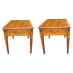 Mid-Century Henredon Fine Furniture Parcel Gilt Fruitwood & Brass Mount Tables