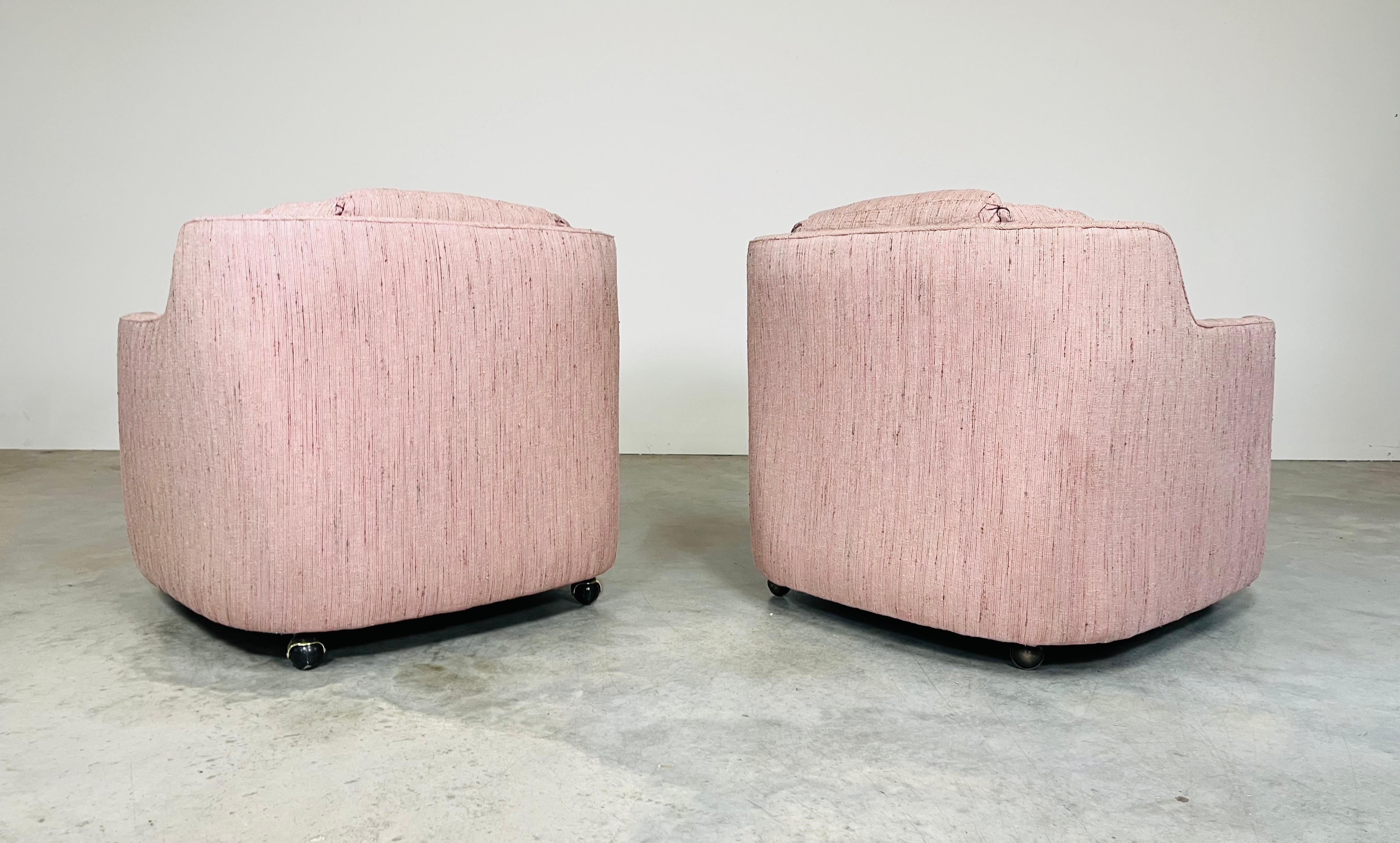 Henredon Folio 500 Mid-Century Club & Casters Lounge Chairs - Pair 1