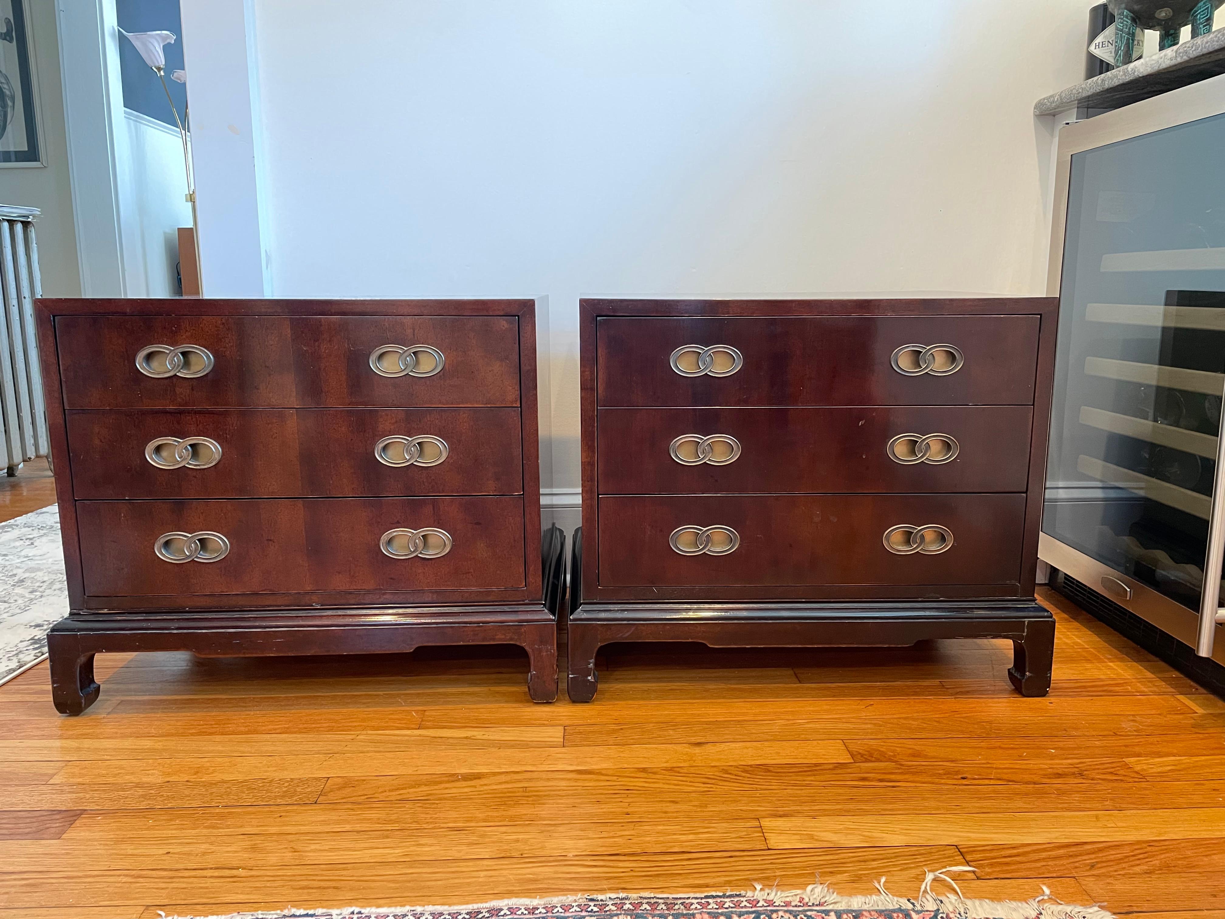 Mid Century Henredon Ming Nightstands Michael Taylor For Sale 6