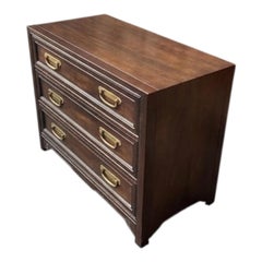 Mid-Century Henredon Ming Style Campaign Hardware Walnut Chest Of Drawers