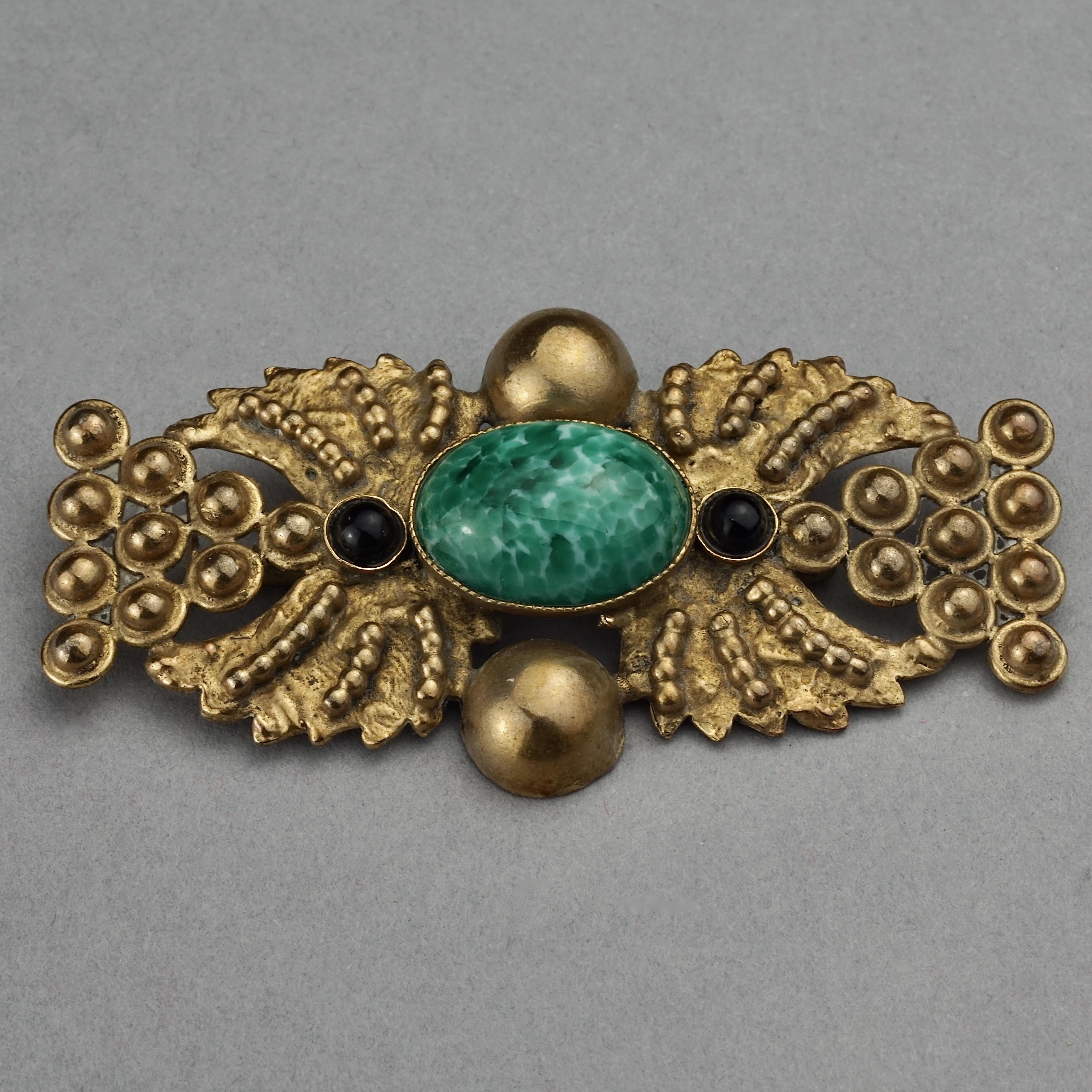 Mid Century HENRY PERICHON Gilt Bronze Jeweled Brooch In Excellent Condition For Sale In Kingersheim, Alsace
