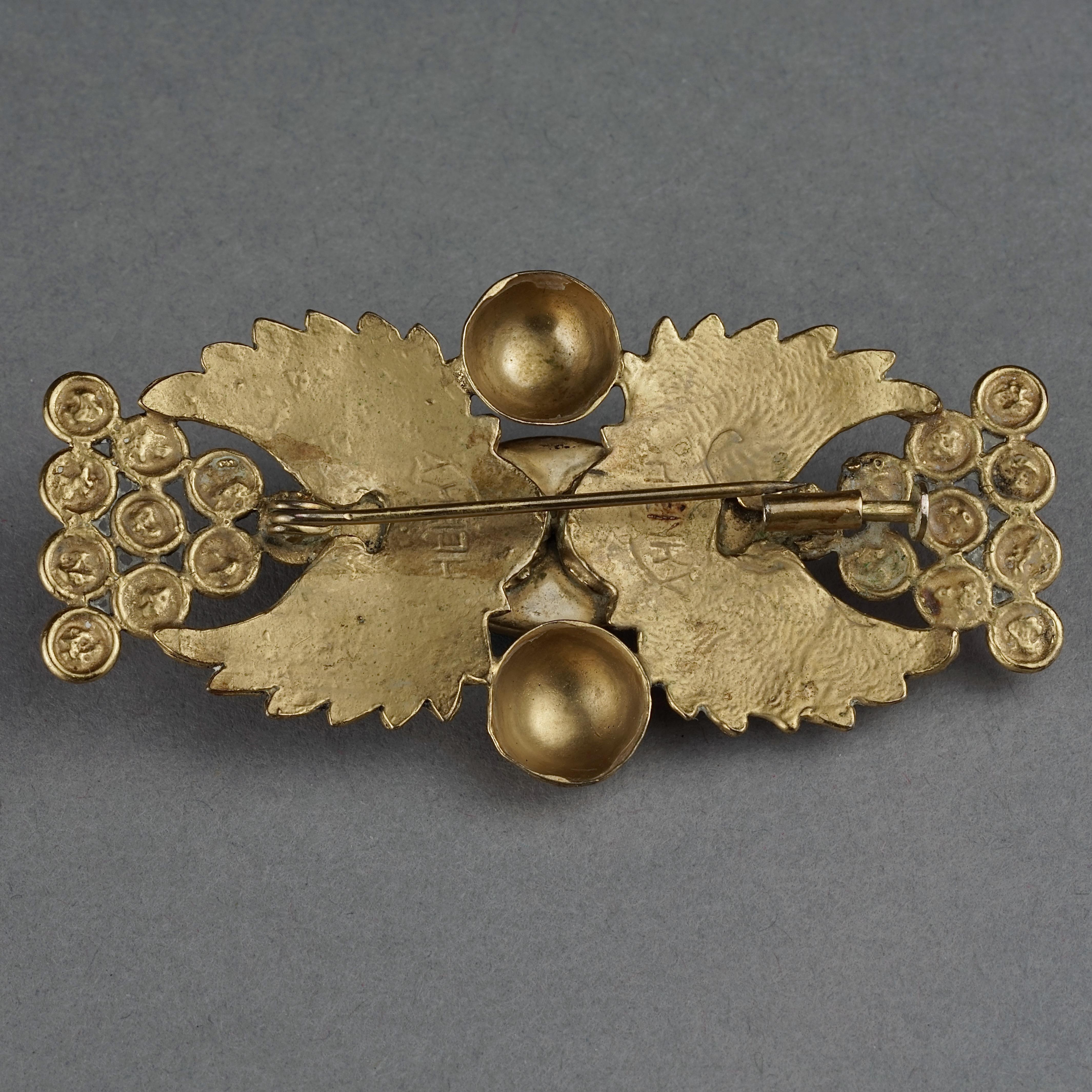 Mid Century HENRY PERICHON Gilt Bronze Jeweled Brooch For Sale 5