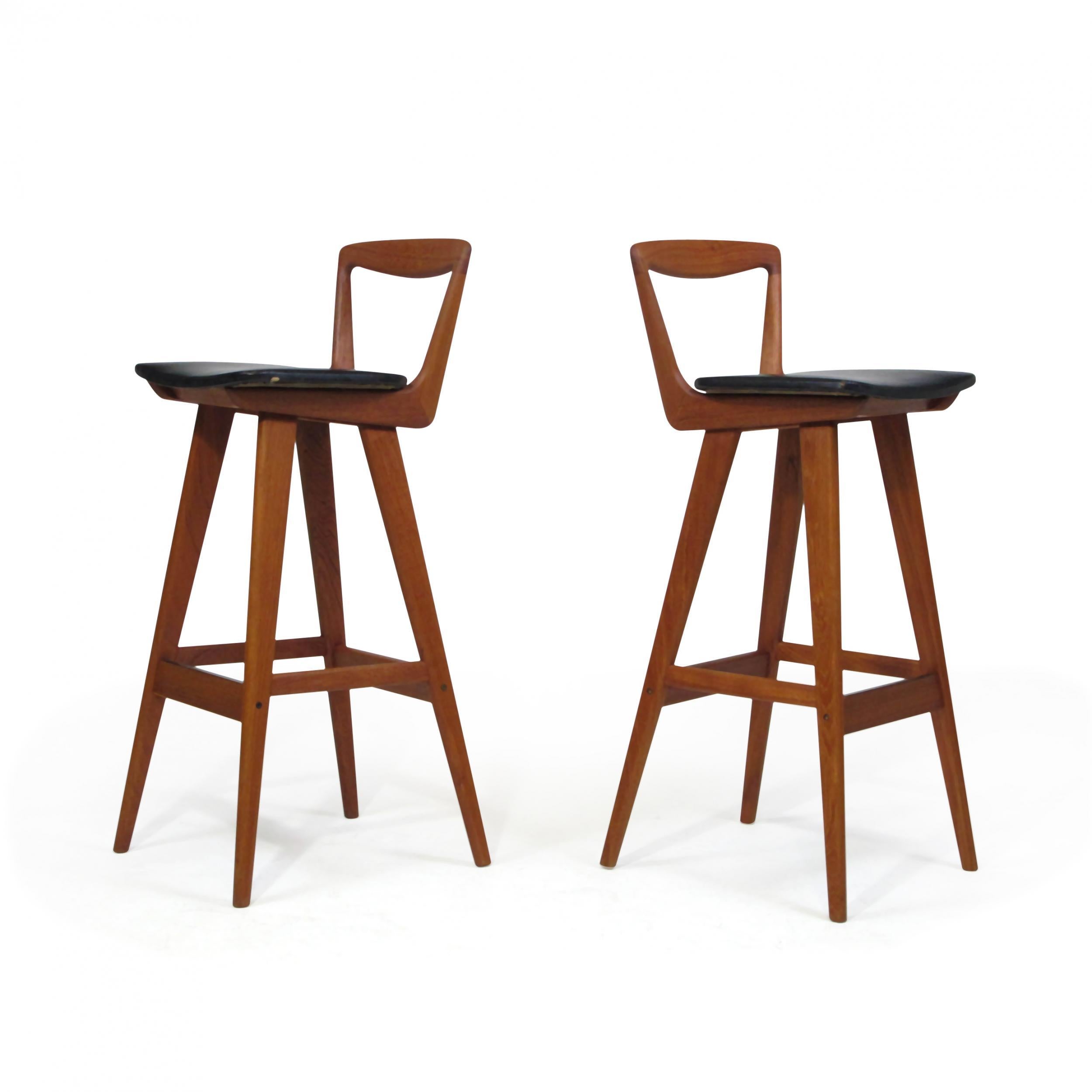 Midcentury Henry Rosengren Hansen Teak Barstools 2