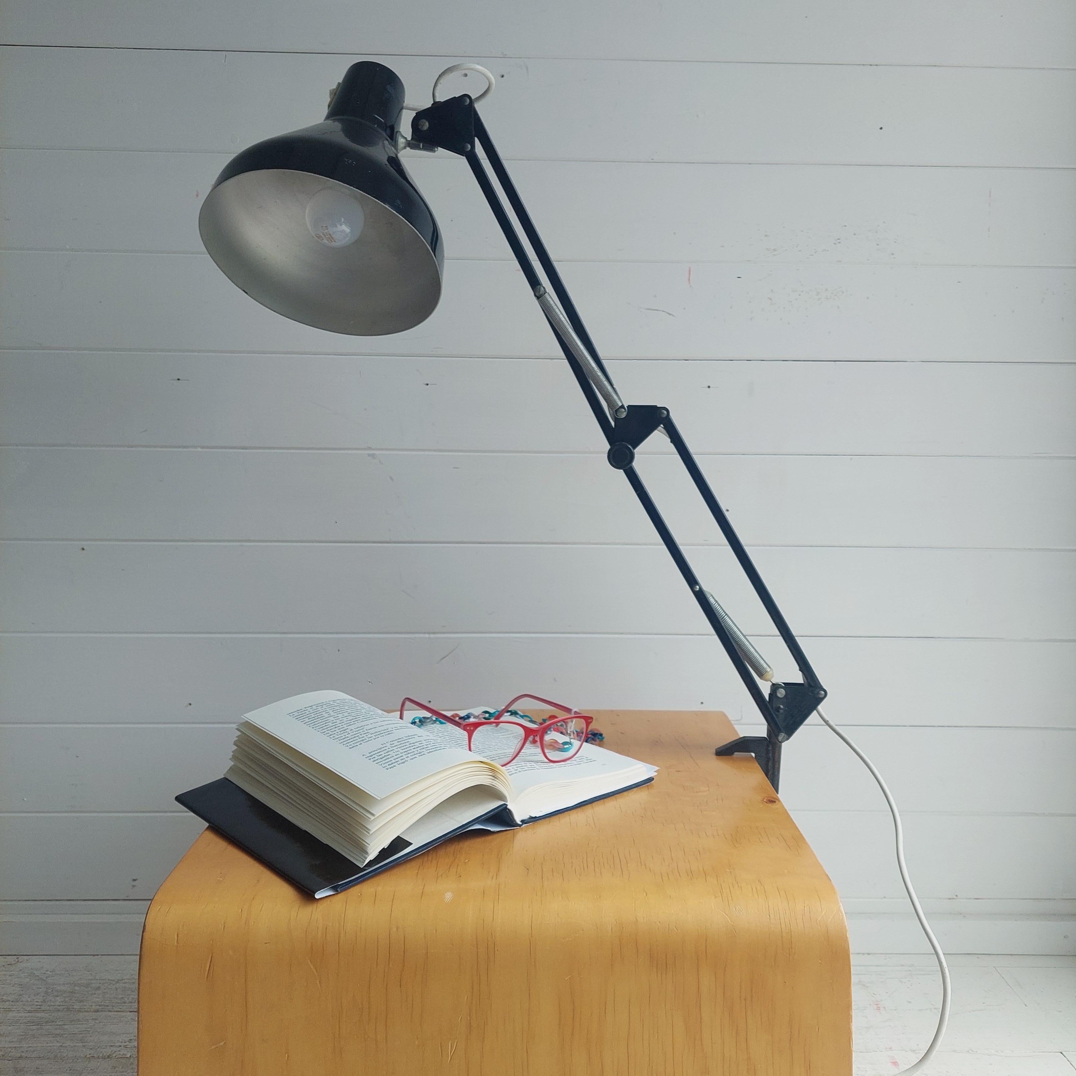 British Mid Century Herbert Terry & Sons Ltd Black Anglepoise Desk/Wall Clamp Lamp, 60s For Sale