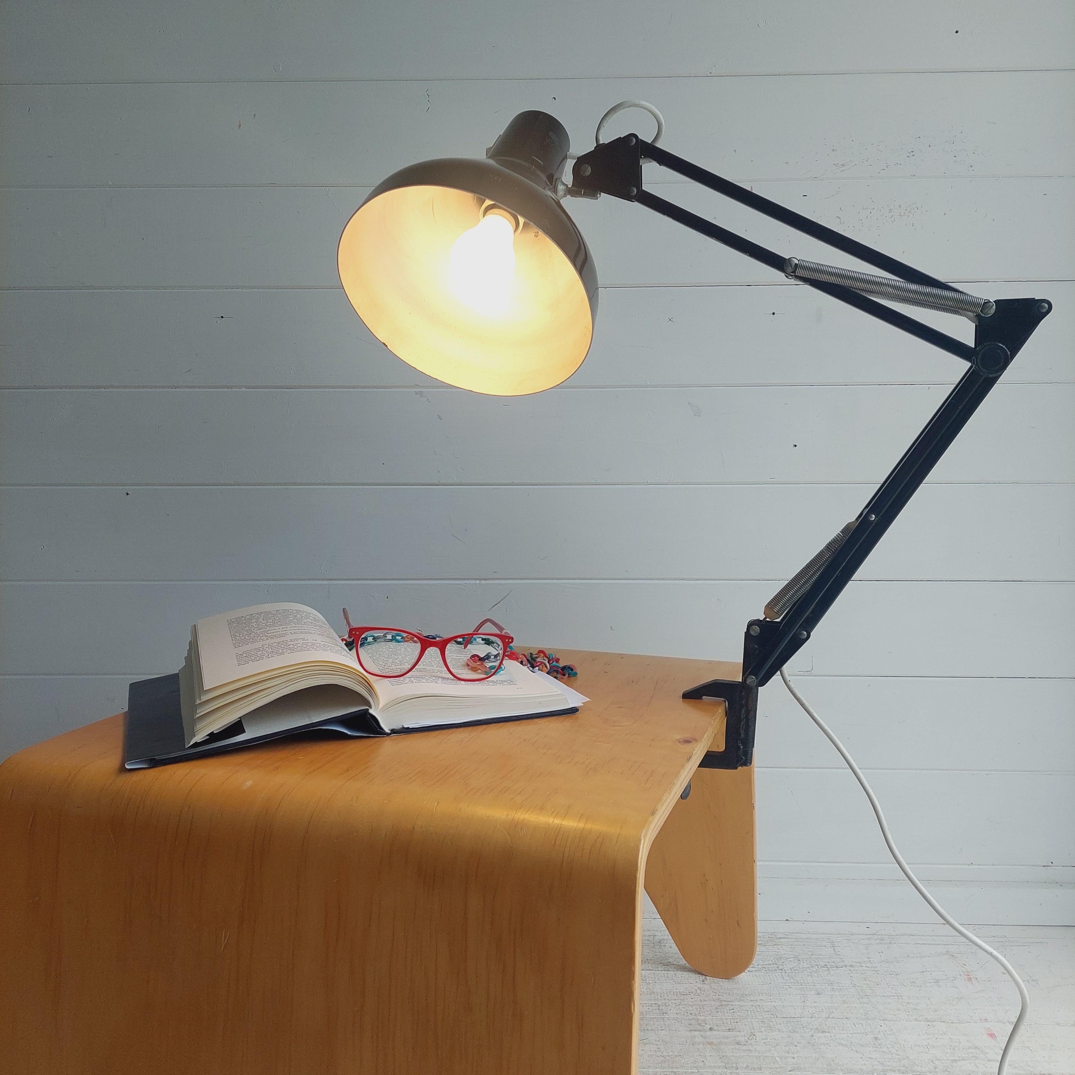 20th Century Mid Century Herbert Terry & Sons Ltd Black Anglepoise Desk/Wall Clamp Lamp, 60s