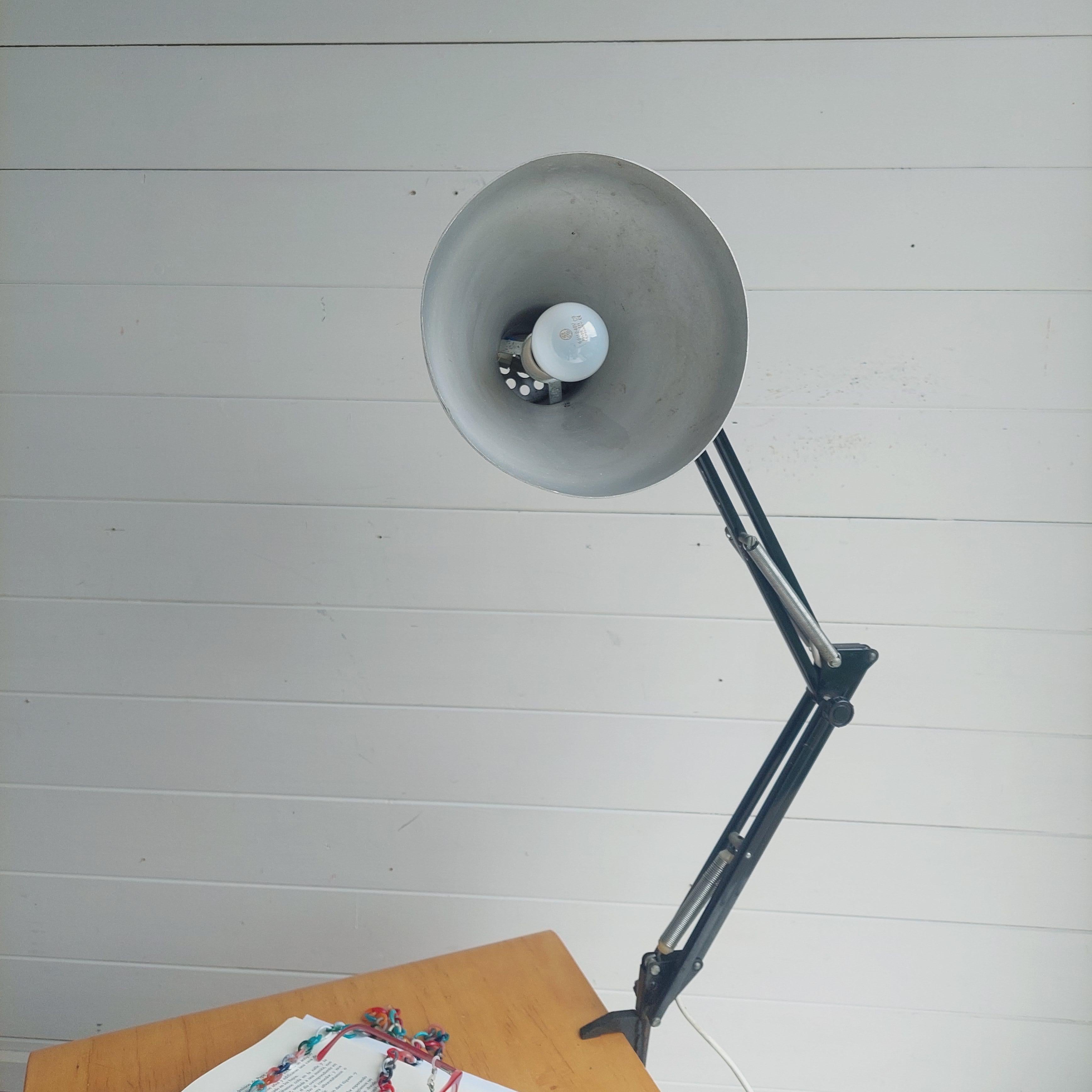 Metal Mid Century Herbert Terry & Sons Ltd Black Anglepoise Desk/Wall Clamp Lamp, 60s For Sale