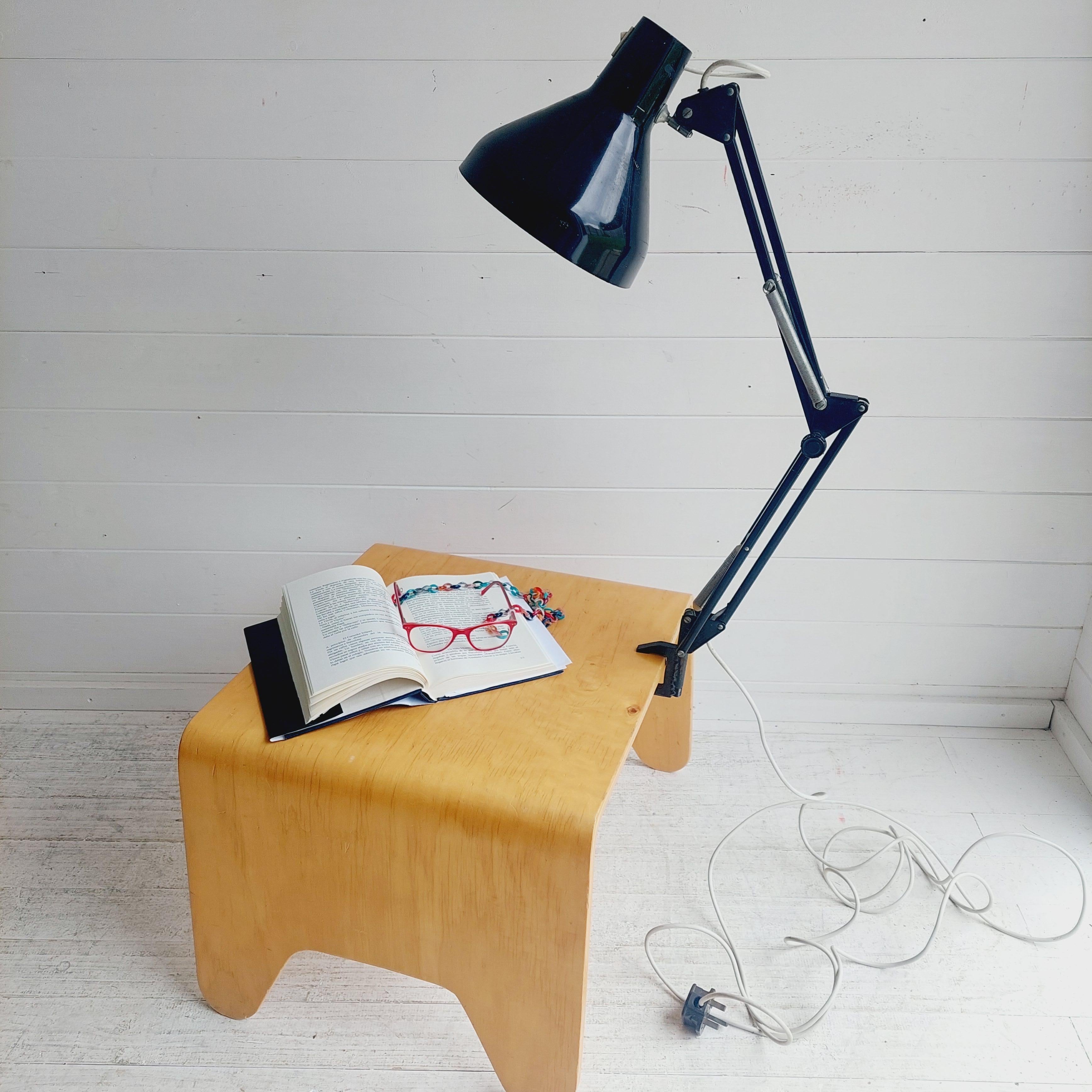 Mid Century Herbert Terry & Sons Ltd Black Anglepoise Desk/Wall Clamp Lamp, 60s 1