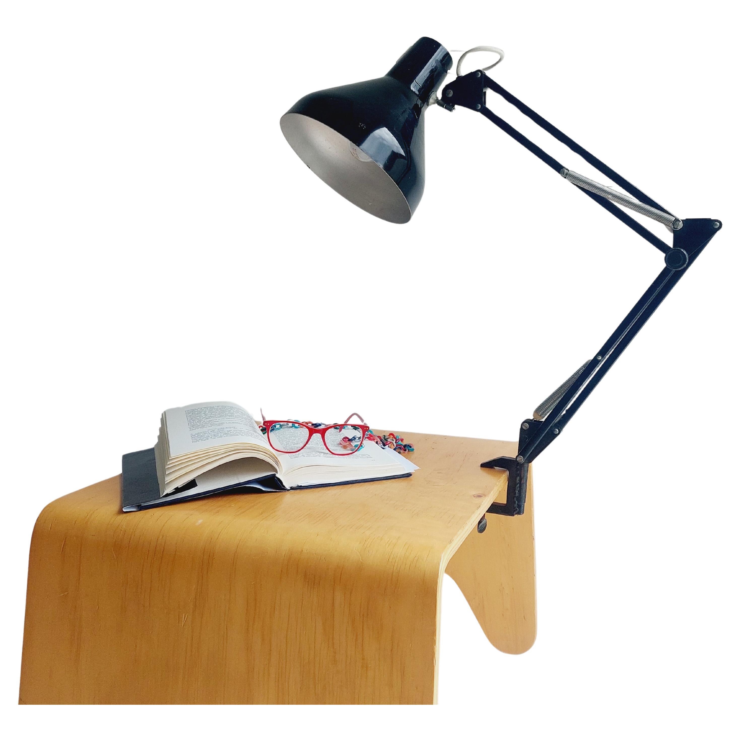 Mid Century Herbert Terry & Sons Ltd Black Anglepoise Desk/Wall Clamp Lamp, 60s For Sale