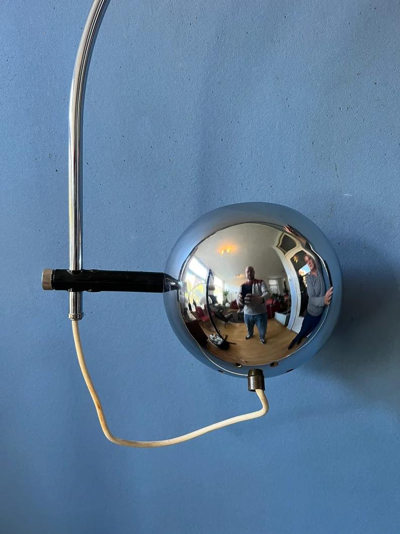 Mid Century Herda Eyeball Wall Lamp in Chrome Space Age Lamp, 1970s For Sale 1